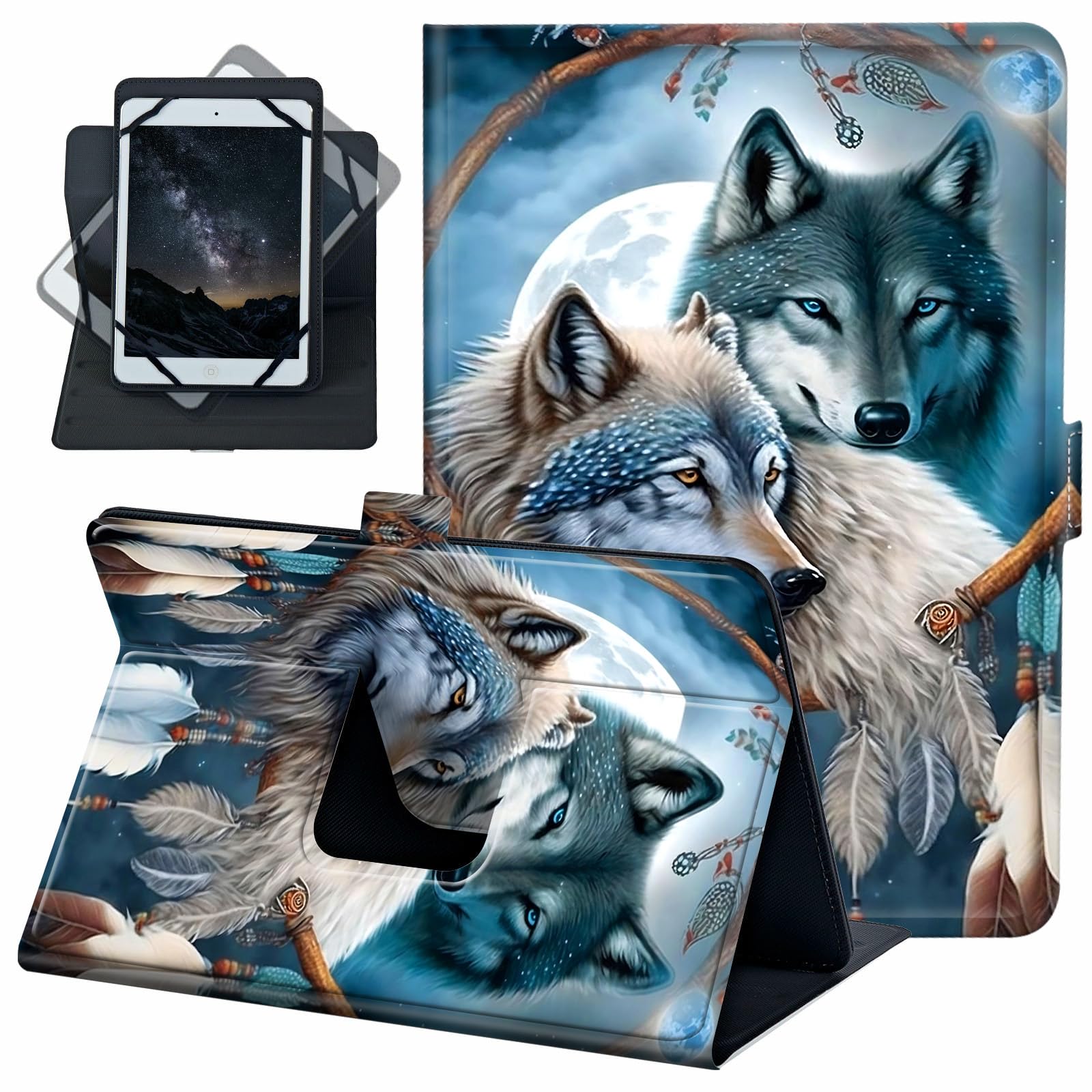 Custodia universale per tablet Android da 10 pollici da 10,1 pollici, rotazione a 360 gradi, in pelle, per iPad 9.7/10.2/10.5/Galaxy Tab 9-10.5 pollici/Fire HD10 e altri tablet da 9,0-10,5