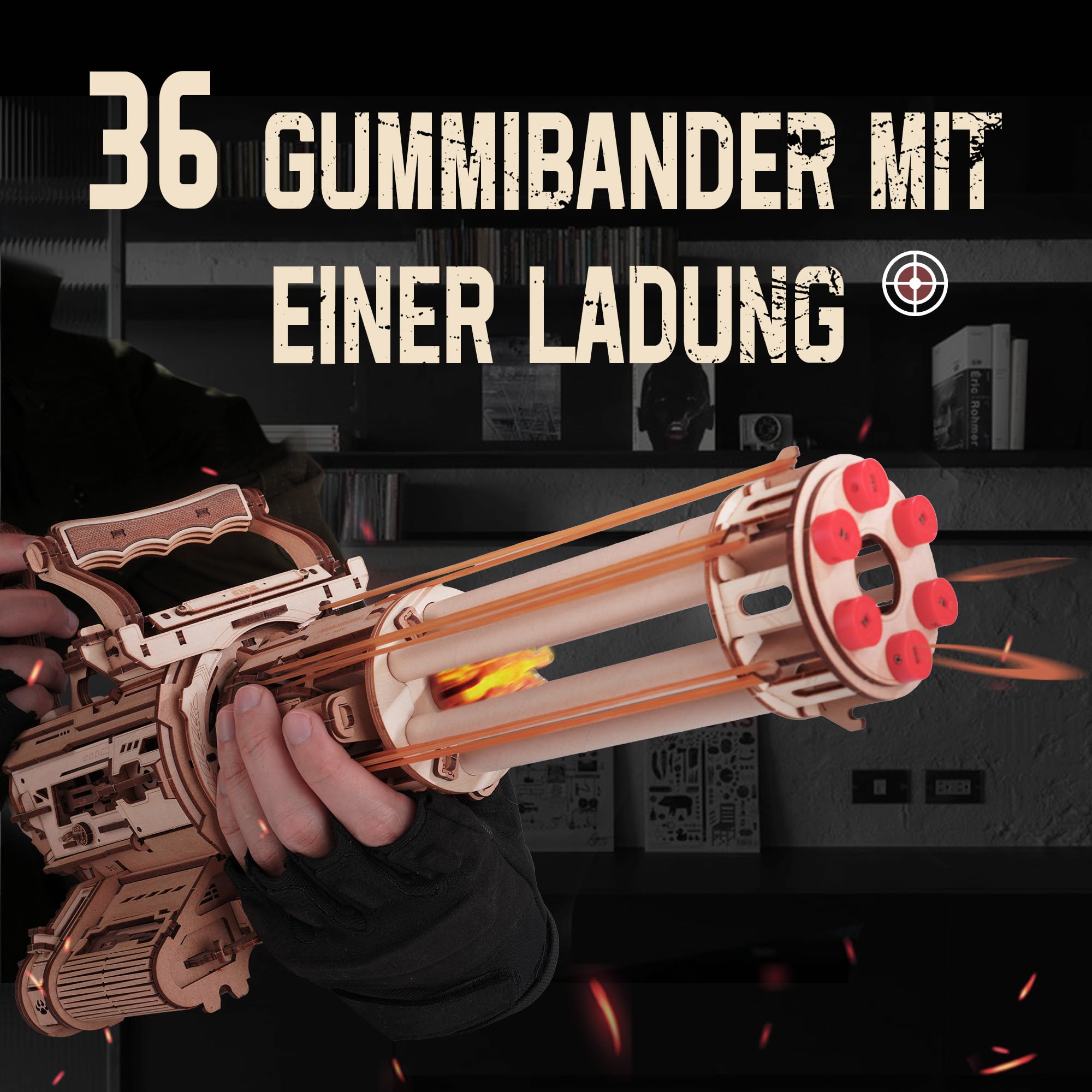 ROKR 3D Holzpuzzle Erwachsene Modell der Maschine mit Rotierendem Fass STEM Modell Schreibtischdekoration Geschenk für Papa Männer (LQA01)