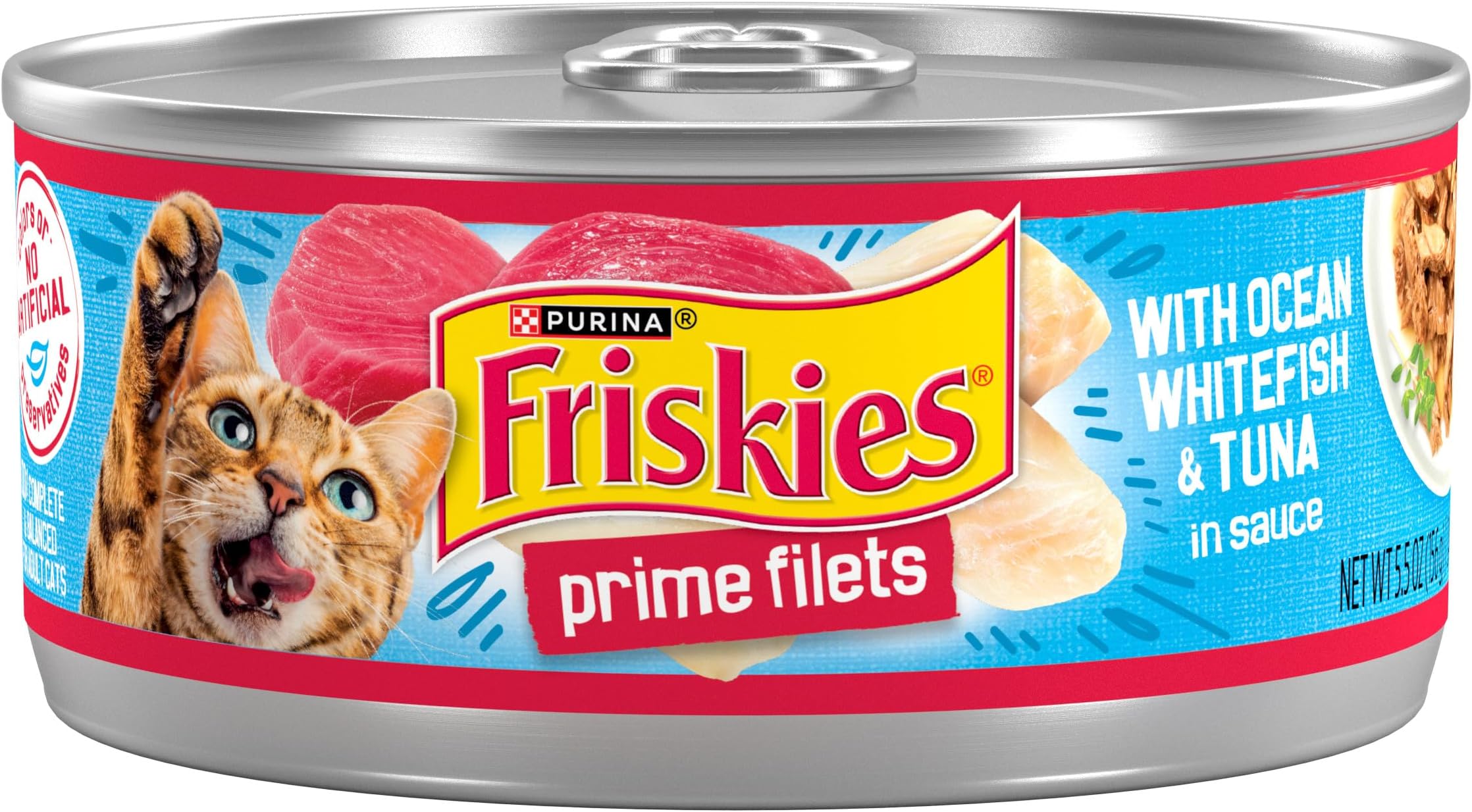 Prime Filets With Ocean Whitefish & Tuna In Sauce Canned Cat Food 24 - 5.5Oz Cans