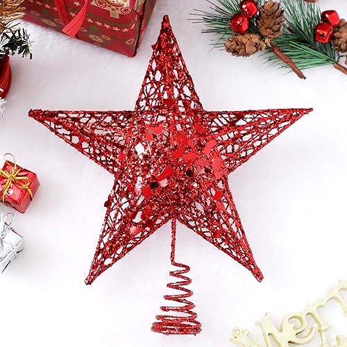 Vista 45 de URATOT - Decoración de estrella para árbol de Navidad con diamantina. Oro rosa