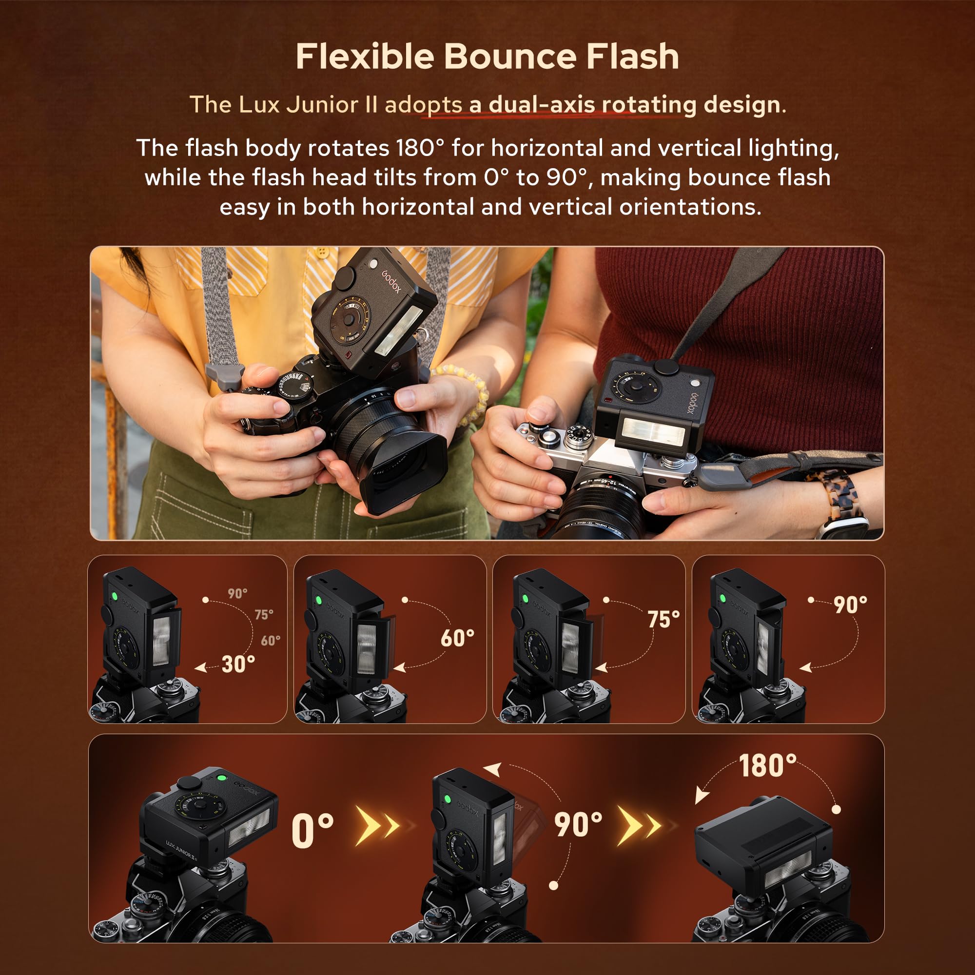 Amazon.com : Godox Lux Junior II TTL Retro Dual-Axis Camera Flash