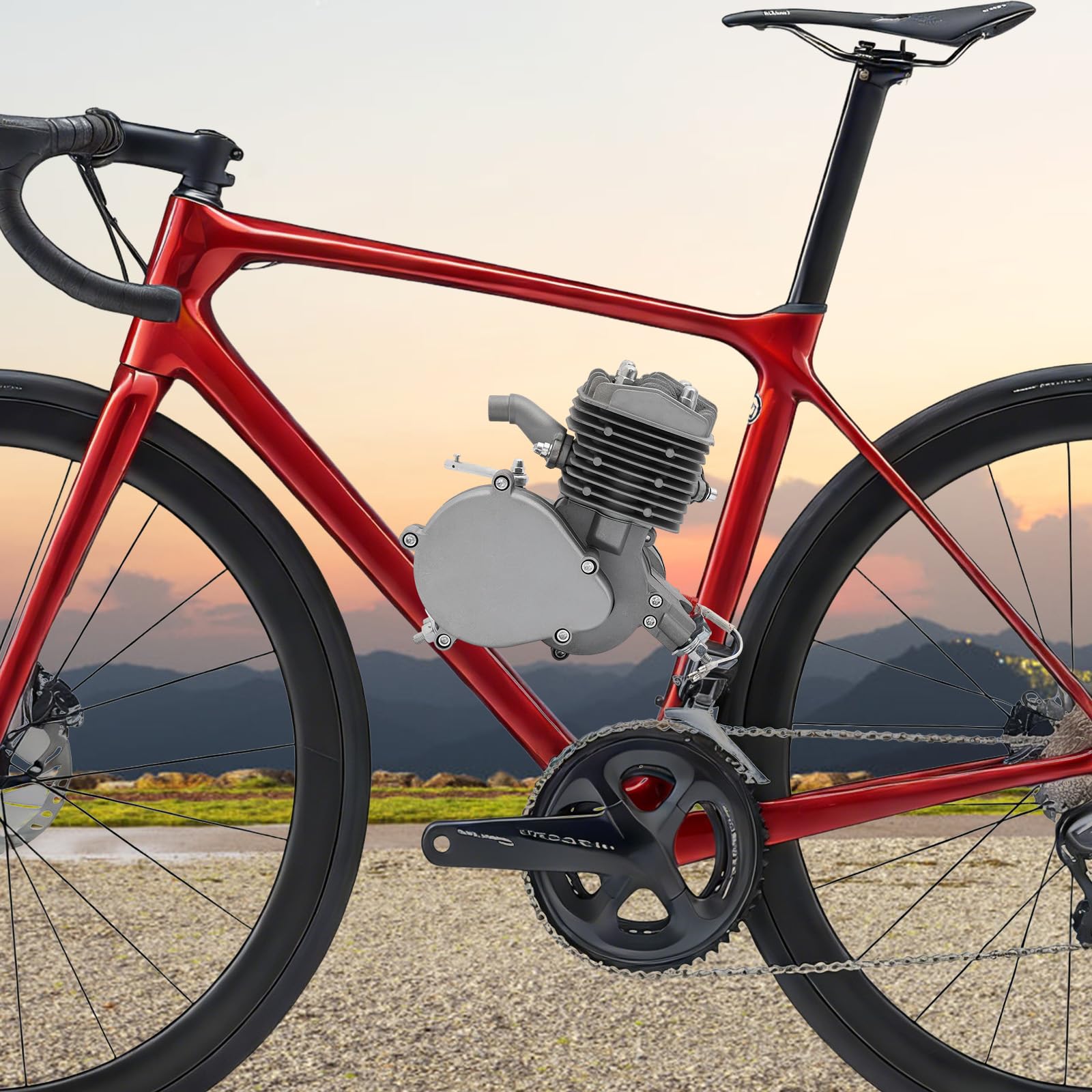 Fahrrad Motor Kit 2 Takt 80 cc, Motor Fahrrad CDI Zündsystem Benzinmotor 180 kg Tragkraft Engine Luftgekühlt Fahrradmotor-Set für Fahrräder, Mountainbikes und Rennräder Bis 40km/h