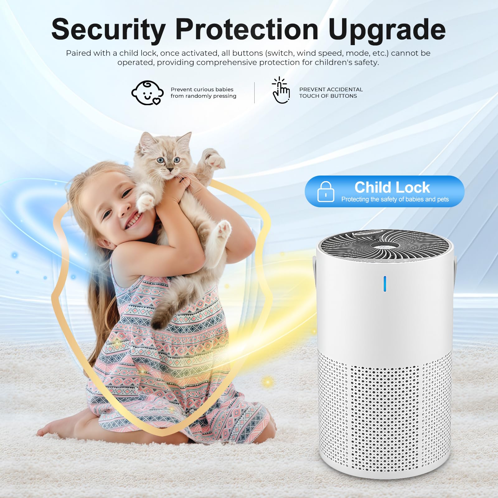 Purificador de Aire,Air purifier,Purificador de aire con filtro hepa,Purificador aire hepa,Sensor Inteligente,Air Purifier con Aromaterapia,Elimina Alergia Polen Olor y Caspa de Mascota