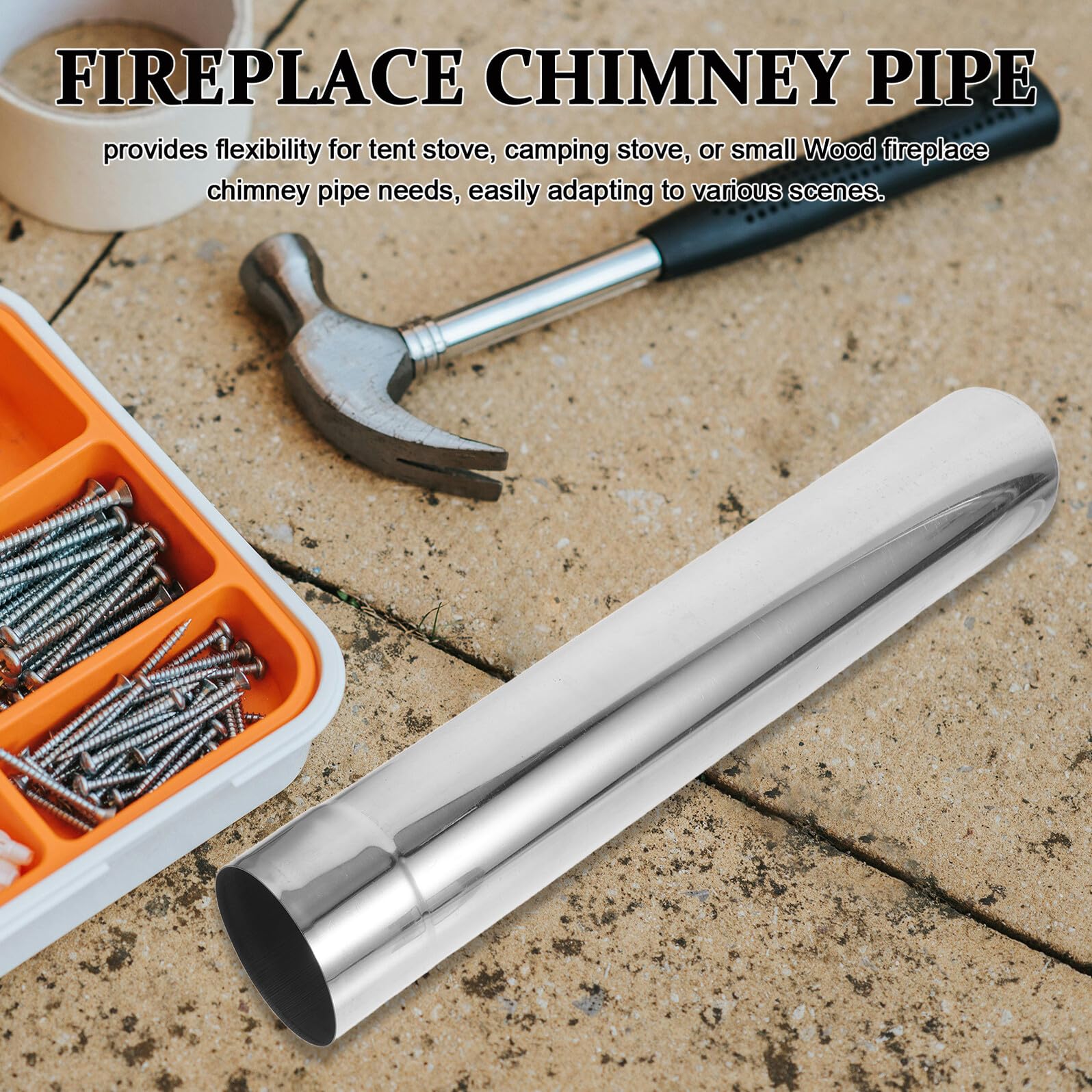 Toddmomy Tubo di Scarico in Acciaio Inox 75X43 CM per Stufa a Legna da Campeggio e Domestica Canna Fumaria Resistente per Riscaldamento Esterno Installazione Rapida e Combustione