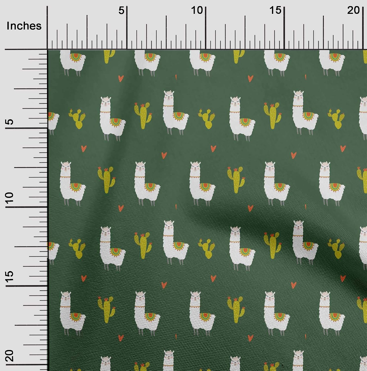 oneOone Cotton Flex Dusty Teal Green Fabric Cactus & Sheep Sewing Fabric By The Yard Printed DIY Clothing Sewing Supplies 40 Inch Wide
