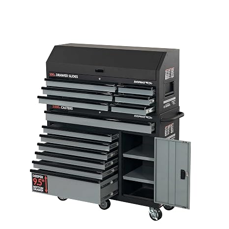 52 in. 13-Drawer + 1 Door Tool Chest and Rolling Cabinet Combo