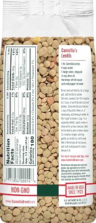 Camellia Brand Dried Lentils Premium Non-GMO Dry Lentils Peas, High Protein Plant-Based Food for Soups, Stews, Salads, Curries, Beans, Meal Prep, and Healthy Vegetarian & Vegan Cooking, 1 Pound (Pack of 6)