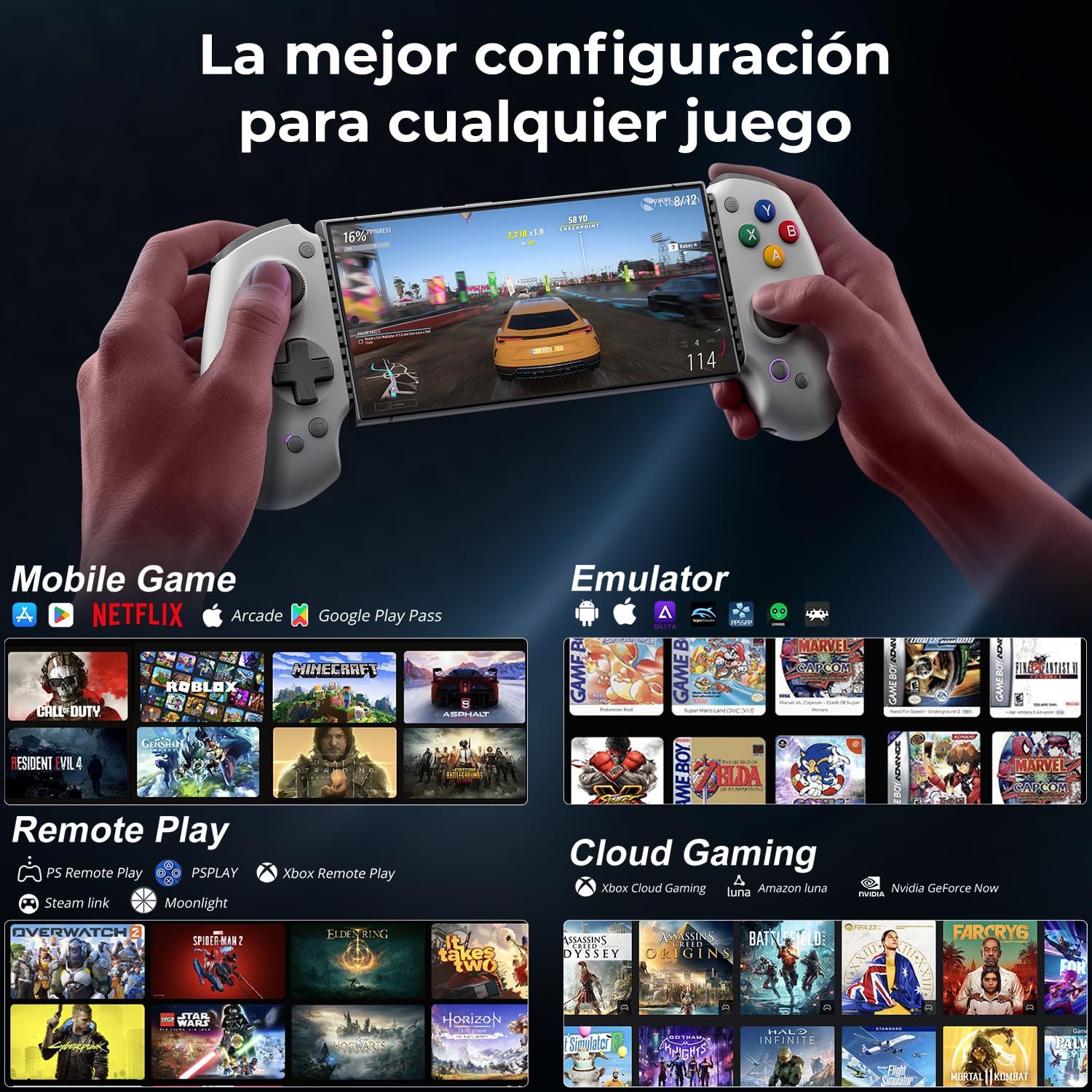 S9 - Controlador de teléfono para juegos para iPhone 15/16, iPad 6/7 y tableta de teléfono Android, Bluetooth y tipo C con aplicación, para Roblox, Genshin Impact, Call of Duty, Hall Joystick