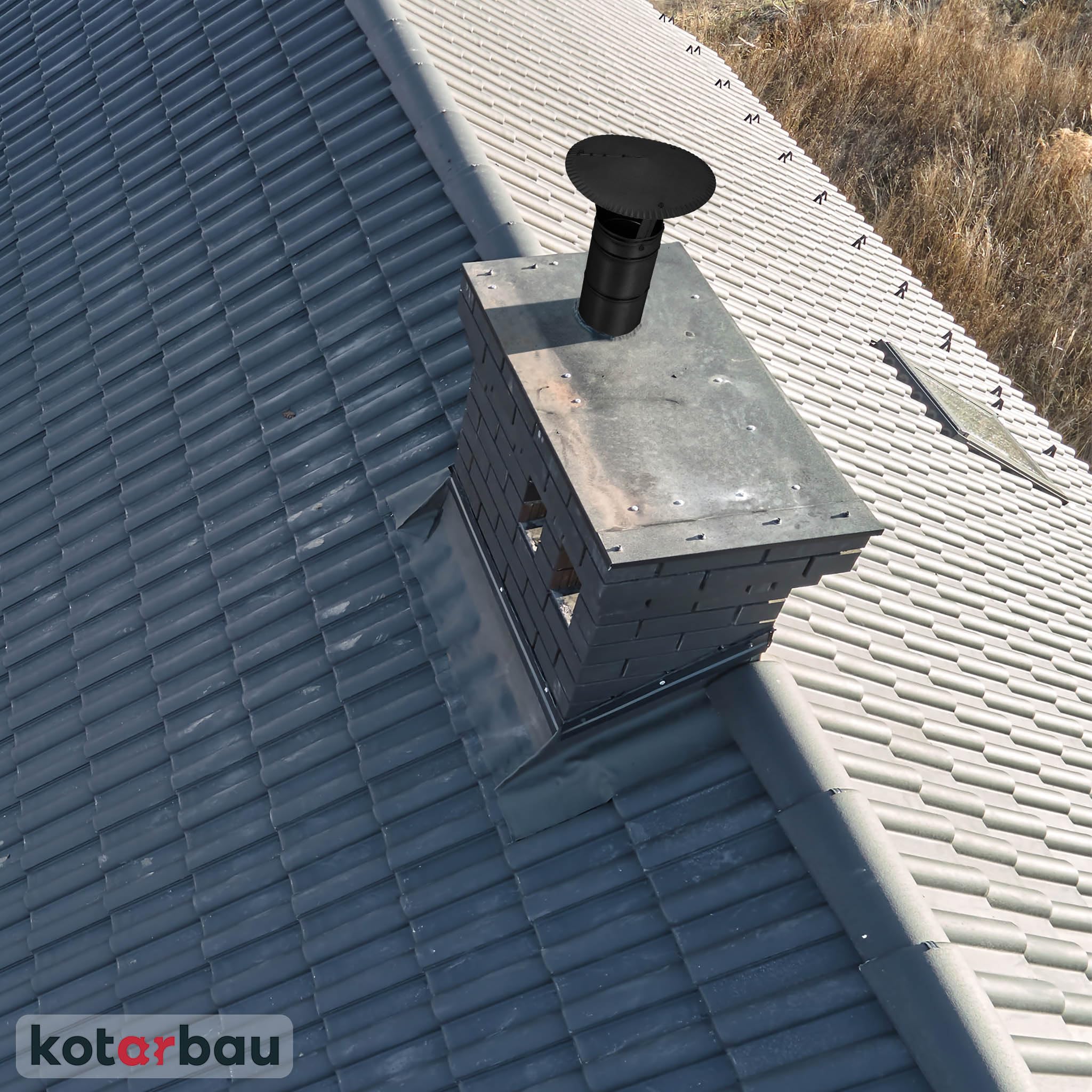KOTARBAU® Sombrerete Chimenea - Acero Galvanizado y Pintado en Polvo - ø 160 mm - Negro - Sombrero Chimenea - Caperuza Salida Humos - Resistente a la Corrosión - Fácil Instalación