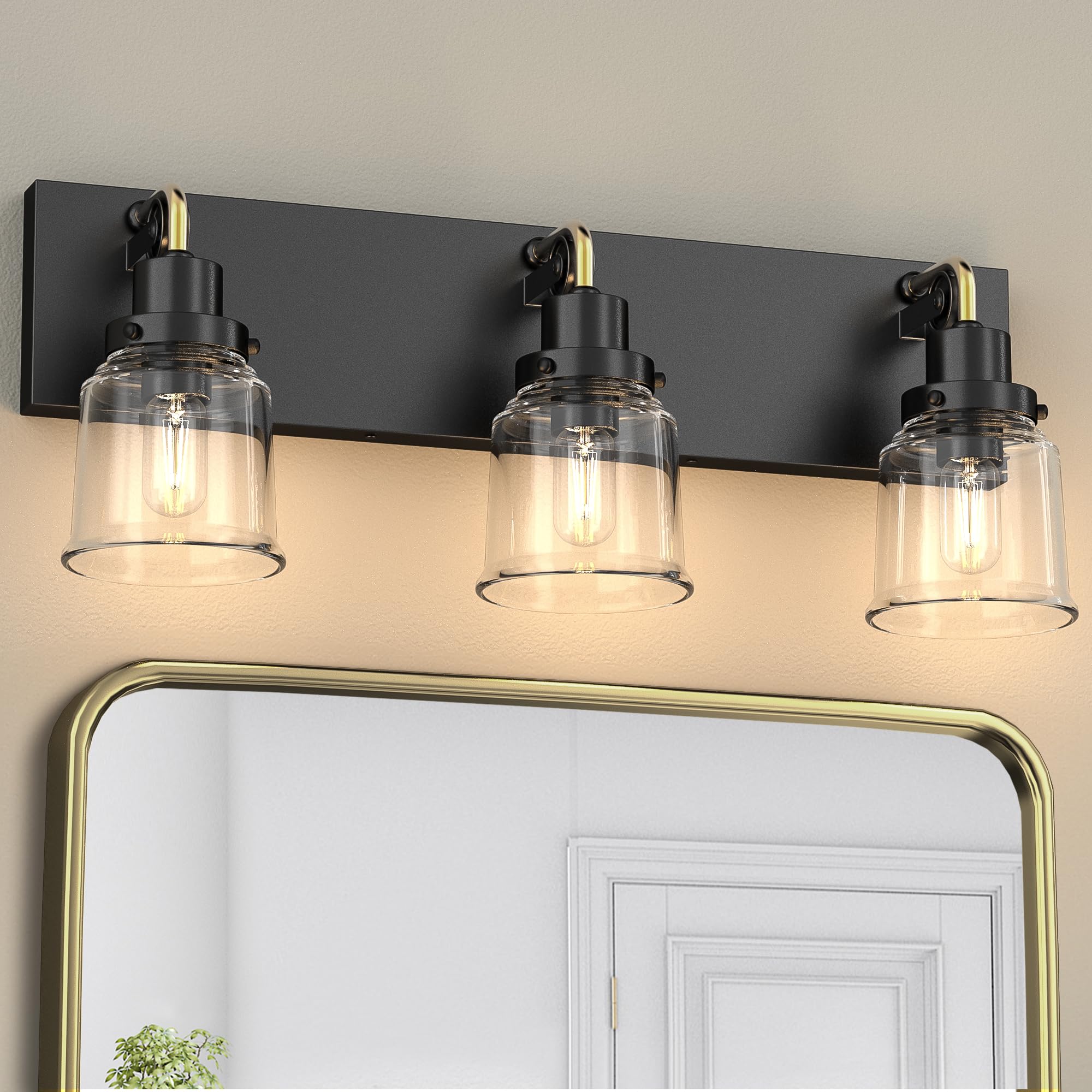 Espird Modern Bathroom Vanity Light, 3 Light Industrial Bathroom Vanity Light,Matte Black Farmhouse Vanity Light for Bathroom/Living Room