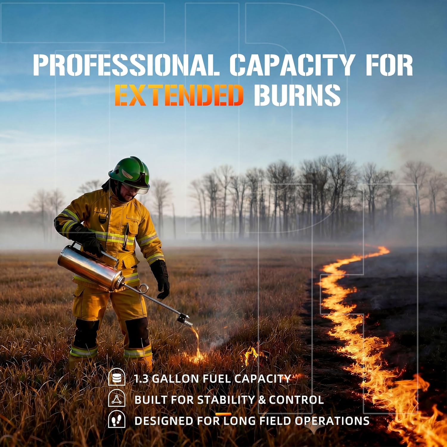 5L Double-Bottom Drip Torch for Burning, Ideal for Forestry & Wildland Fire | Heavy-Duty Cast Iron Tank | Big Mouth Filling | Fuel Trap & Check Valve | Oil-Proof Gaskets, Forestry Tools, Silvery