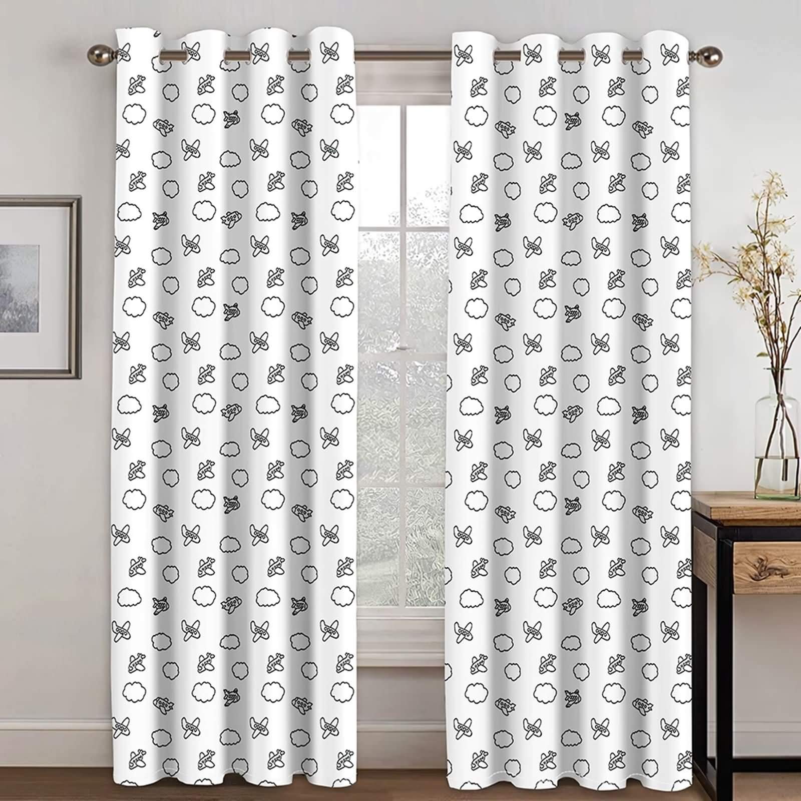 Rideau thermique contre le froid KnSam grand rideau occultant chambre motif avion