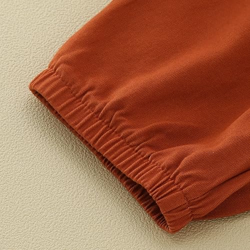 Miniatura 5 de Pantalones cortos de algodón para bebés y niños pequeños, de verano, hasta la rodilla, cintura elástica, pantalones casuales (naranja, 2-3 años),