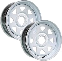 Vista 1 de eCustomrim Paquete de 2 ruedas de llanta de remolque 15 x 5 5 lengüetas en 4.5 pulgadas centro radios blancos