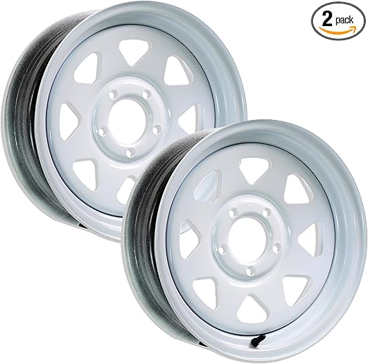 eCustomrim 2-Pack Trailer Wheel Rim 15X5 15" 5 Lug On 4.5" Center White Spoke