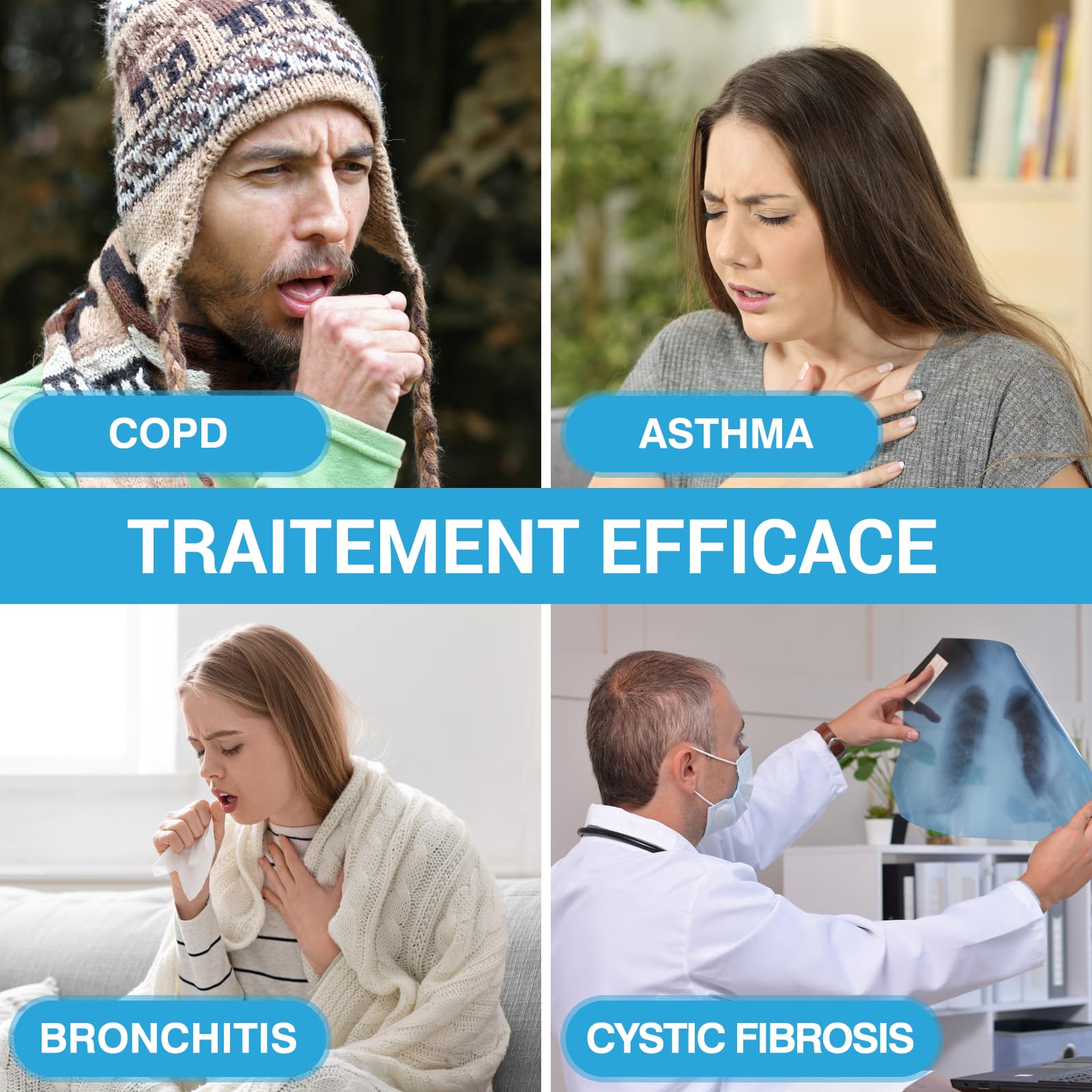 Appareil de Nettoyage du Mucus et d'Expansion Pulmonaire par Tilcare - Pour une Meilleure Forme et un Meilleur Sommeil - Traitement Parfait pour la BPCO, l'Asthme, la Bronchite et la Mucoviscidose