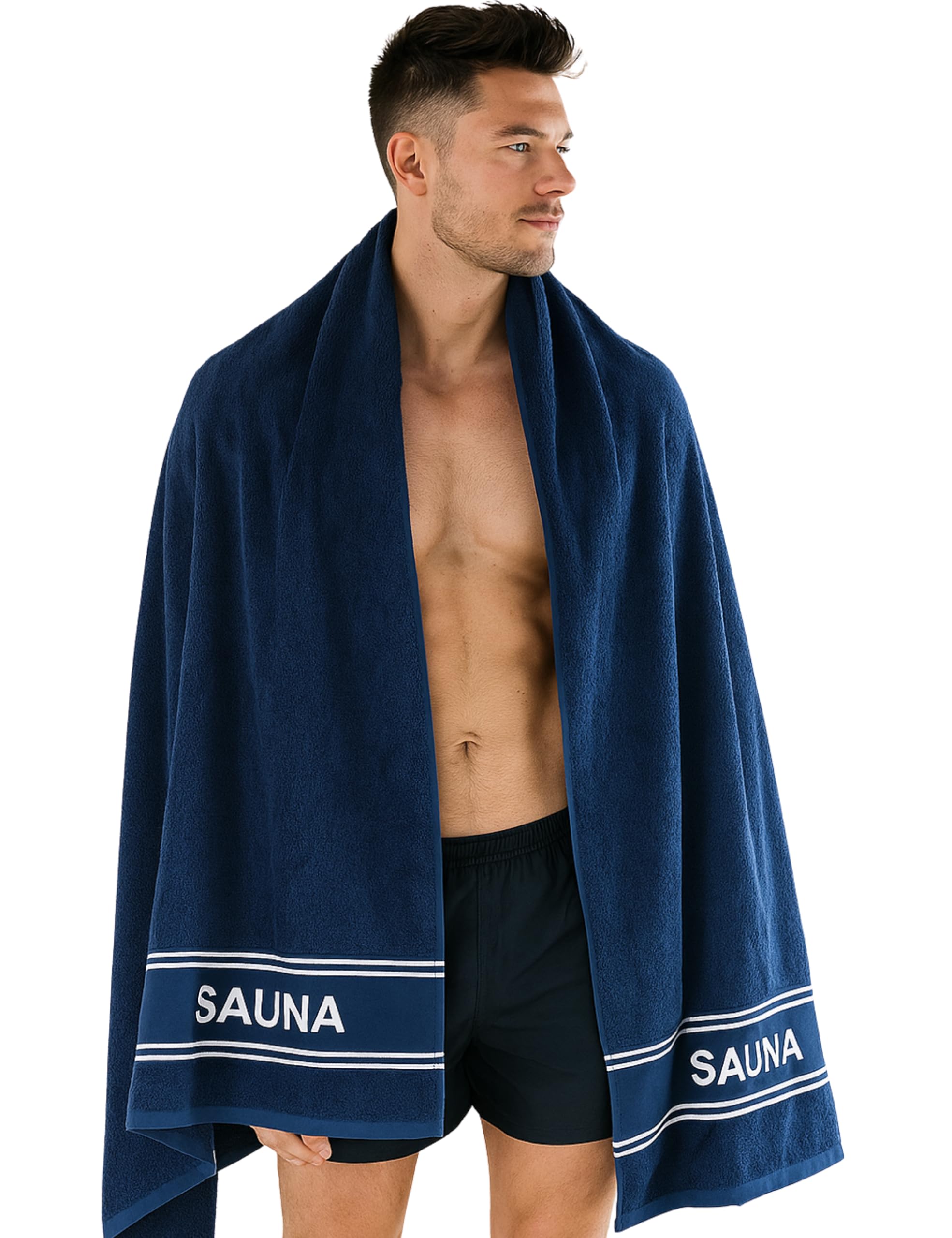 Morgenstern Ręcznik do sauny XXL 80 x 200 cm, 100% bawełna, ręcznik do sauny, duży ręcznik kąpielowy dla kobiet i mężczyzn, frotte, Oeko Tex Standard 100, granatowy