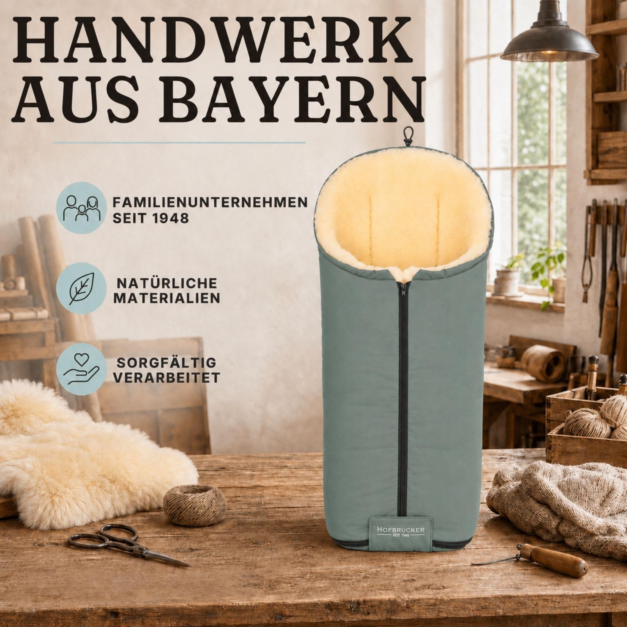 IGLU - Sacco nanna per passeggino, in pelle di agnello, 100% naturale, resistente al vento e all'acqua, universale, prodotto in Germania