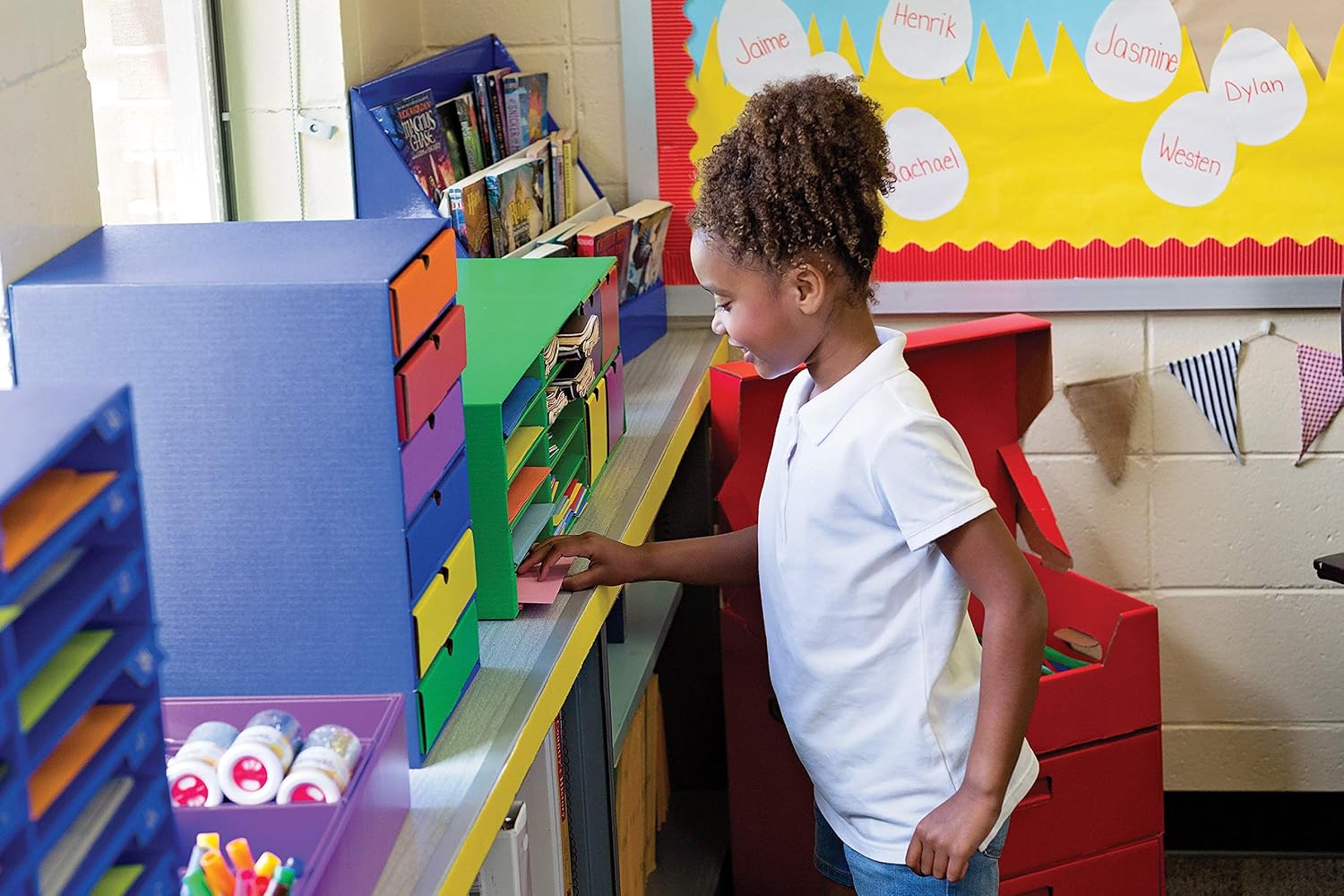 Classroom Keepers Poster & Roll Storage, Blue, 24"H x 12-1/4"W x 12-1/4"D, 1 Piece