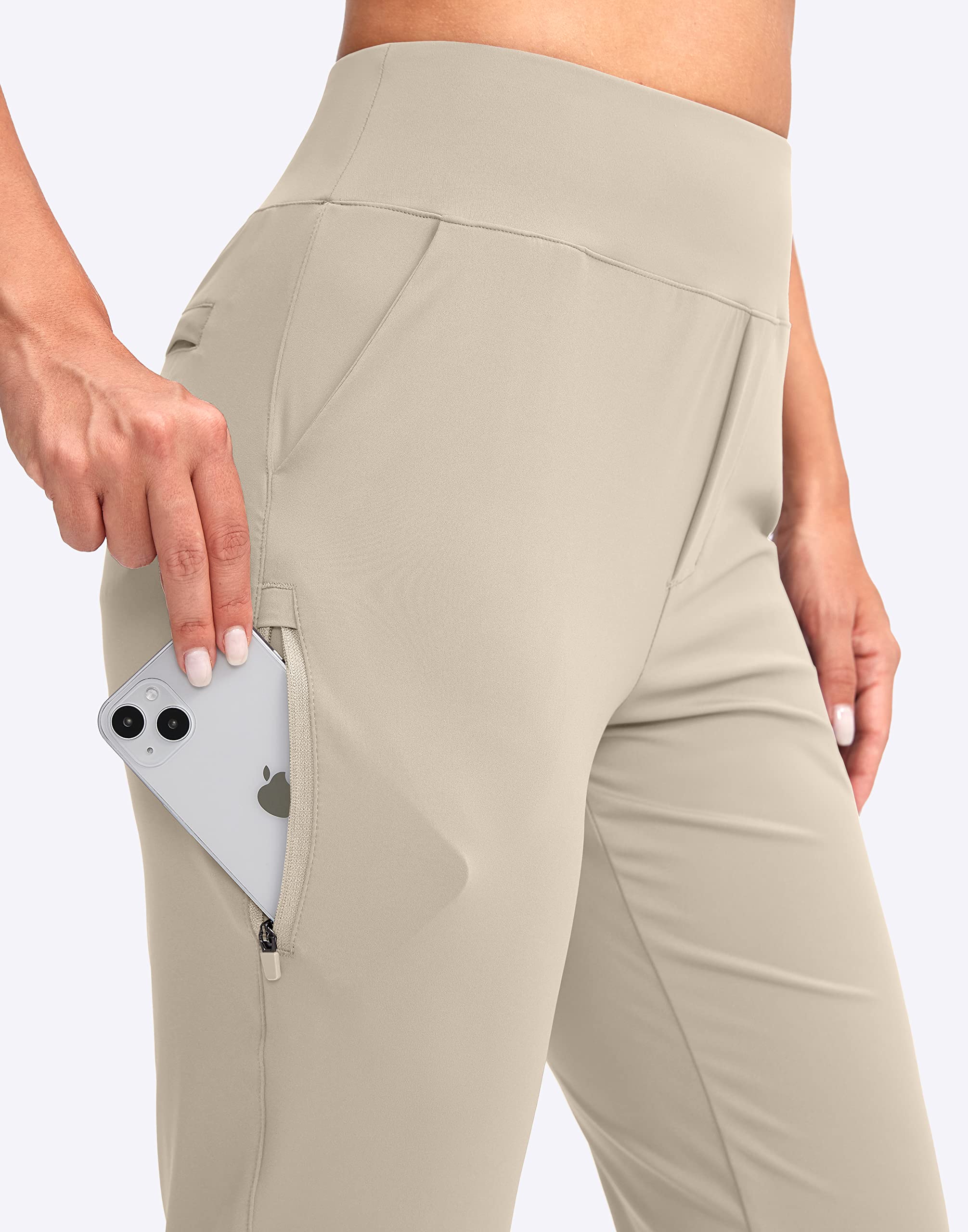 YYV Damskie spodnie golfowe, rozciągliwe spodnie robocze do kostki, wysoka talia, spodnie do sukienki z kieszeniami, do jogi, podróży służbowych, na co dzień, Pyłoszczelna biel, M