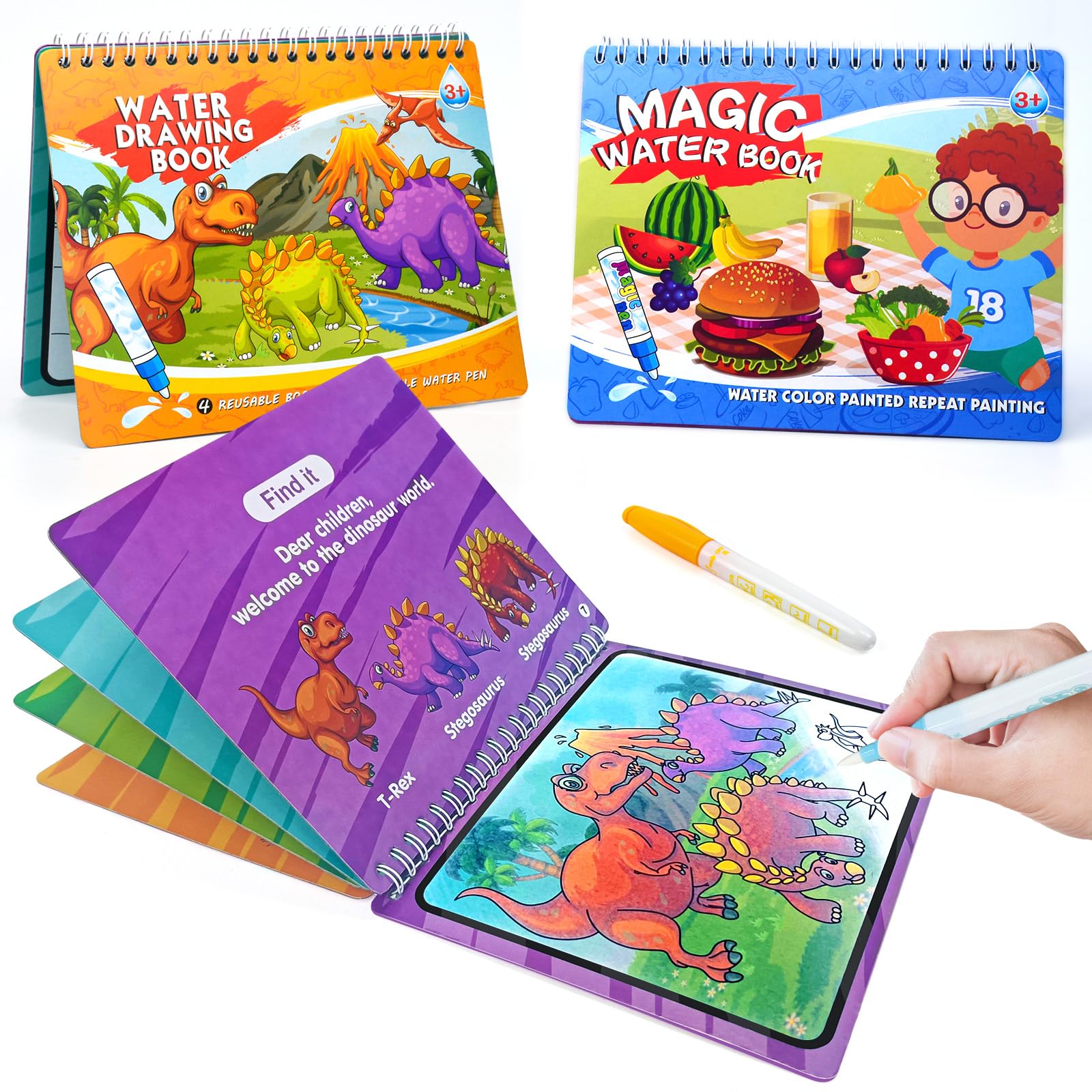 OSLINE Arts & Crafts for 2-4 Year Olds, Water Magic Painting Book for Kids, Educational Learning Toys, Birthday Gifts