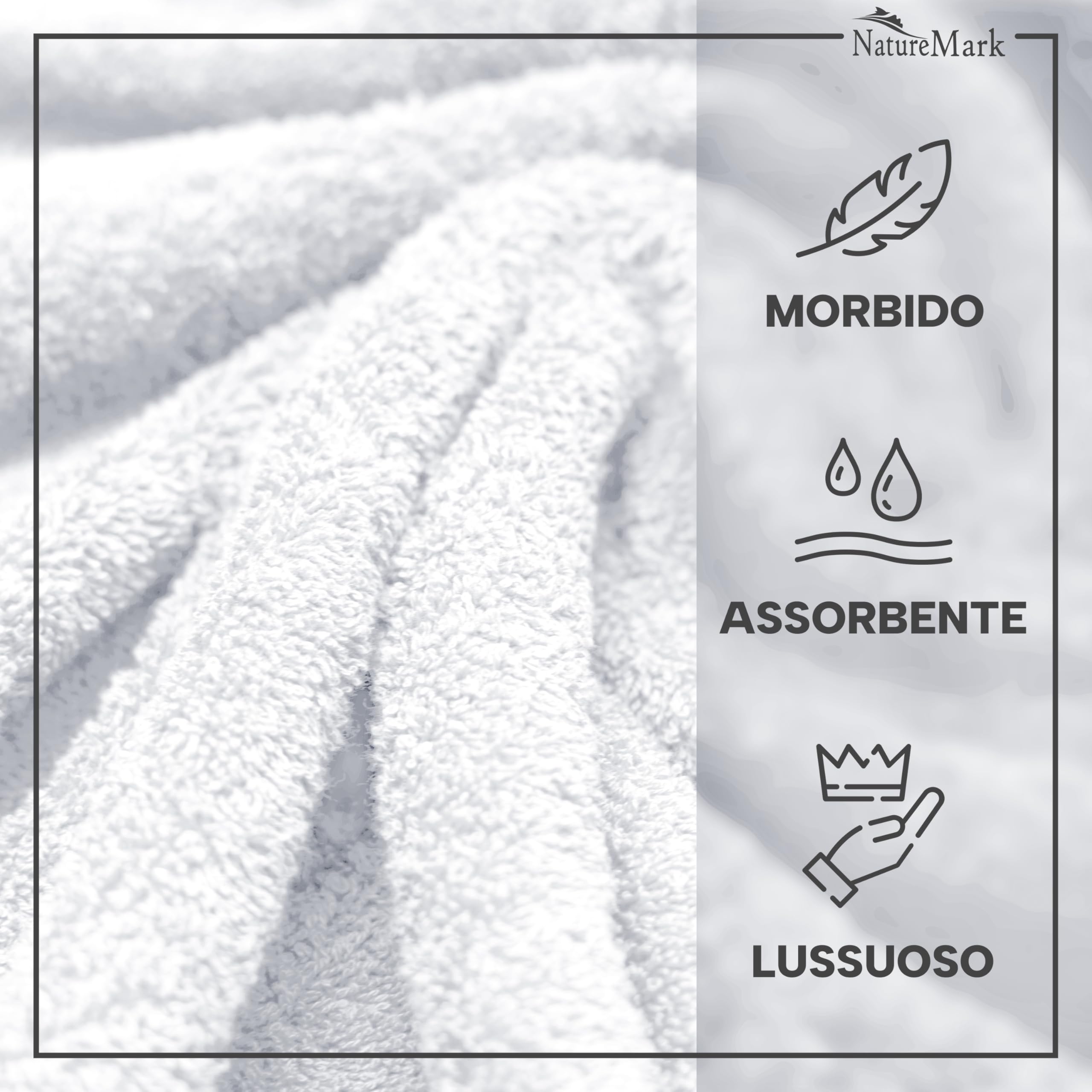 NatureMark Asciugamani Ospite – Confezione da 20 (30x50 cm), 100% Cotone, Certificati OEKO-TEX, Morbidi, Assorbenti e Facili da Lavare – Per Bagno, Ospiti & Spa – Bianco