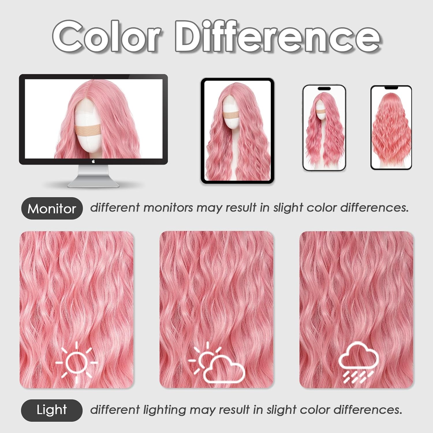 Beelu Pink Wigs for Women 26 Inch Long Wavy Wig Middle Part Lace Hairline Synthetic Heat Resistant Wig for Daily Party Cosplay Use - Image 5