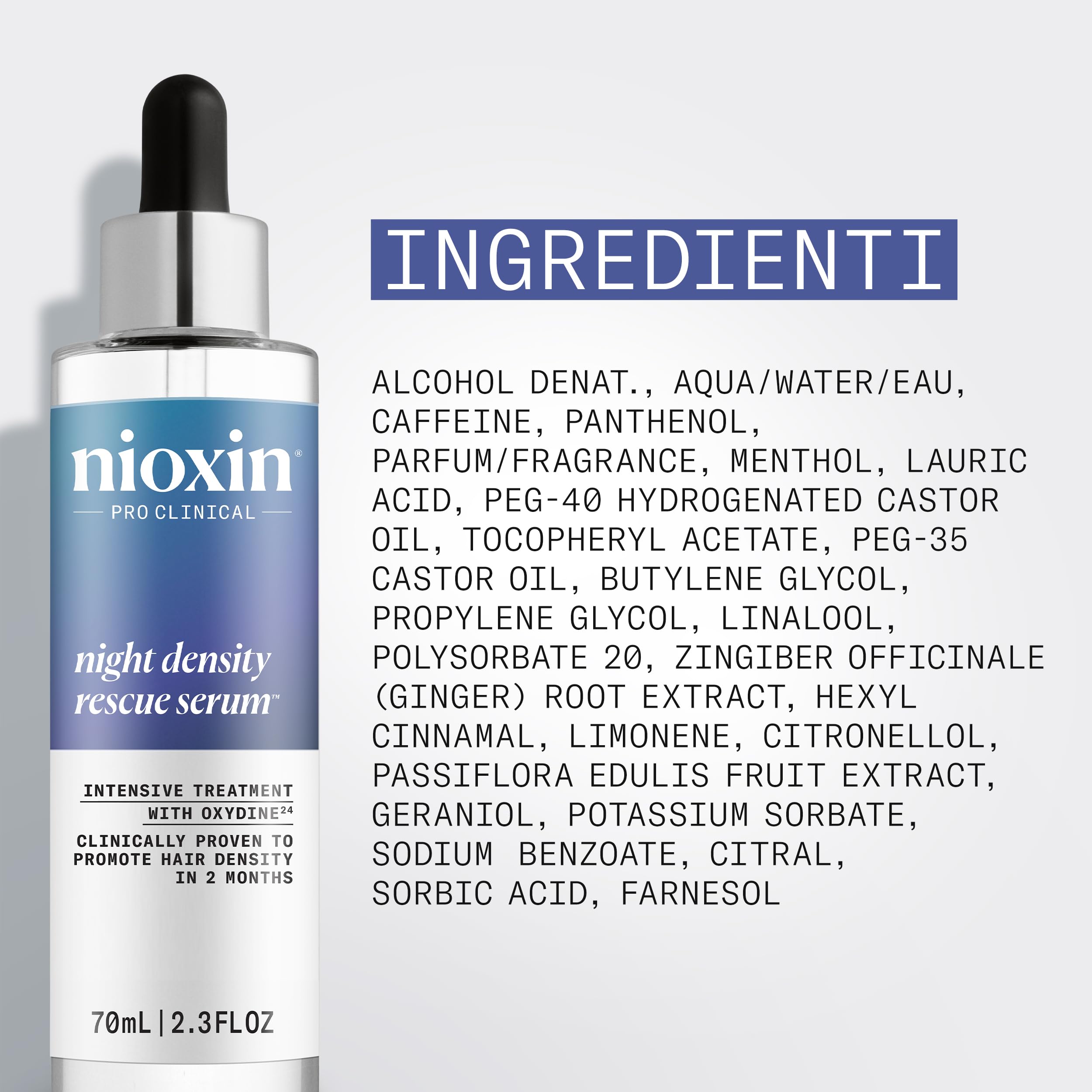 Nioxin Night Density Rescue Serum - Siero Fortificante Notte per Stimolare la Crescita dei Capelli - con Zenzero e Caffeina (70ml)