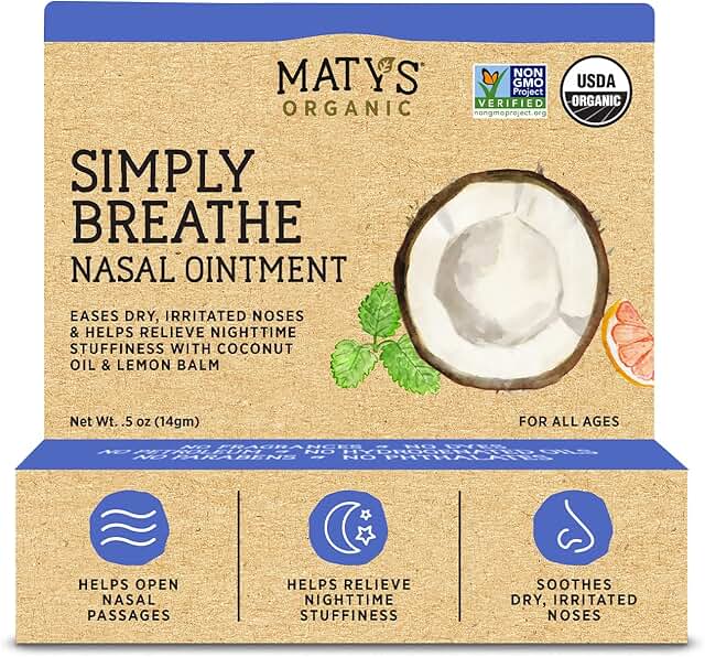 Maty's Simply Breathe Nasal Ointment – Helps Relieve Dry, Irritated Noses & Nighttime Stuffiness – .5 oz