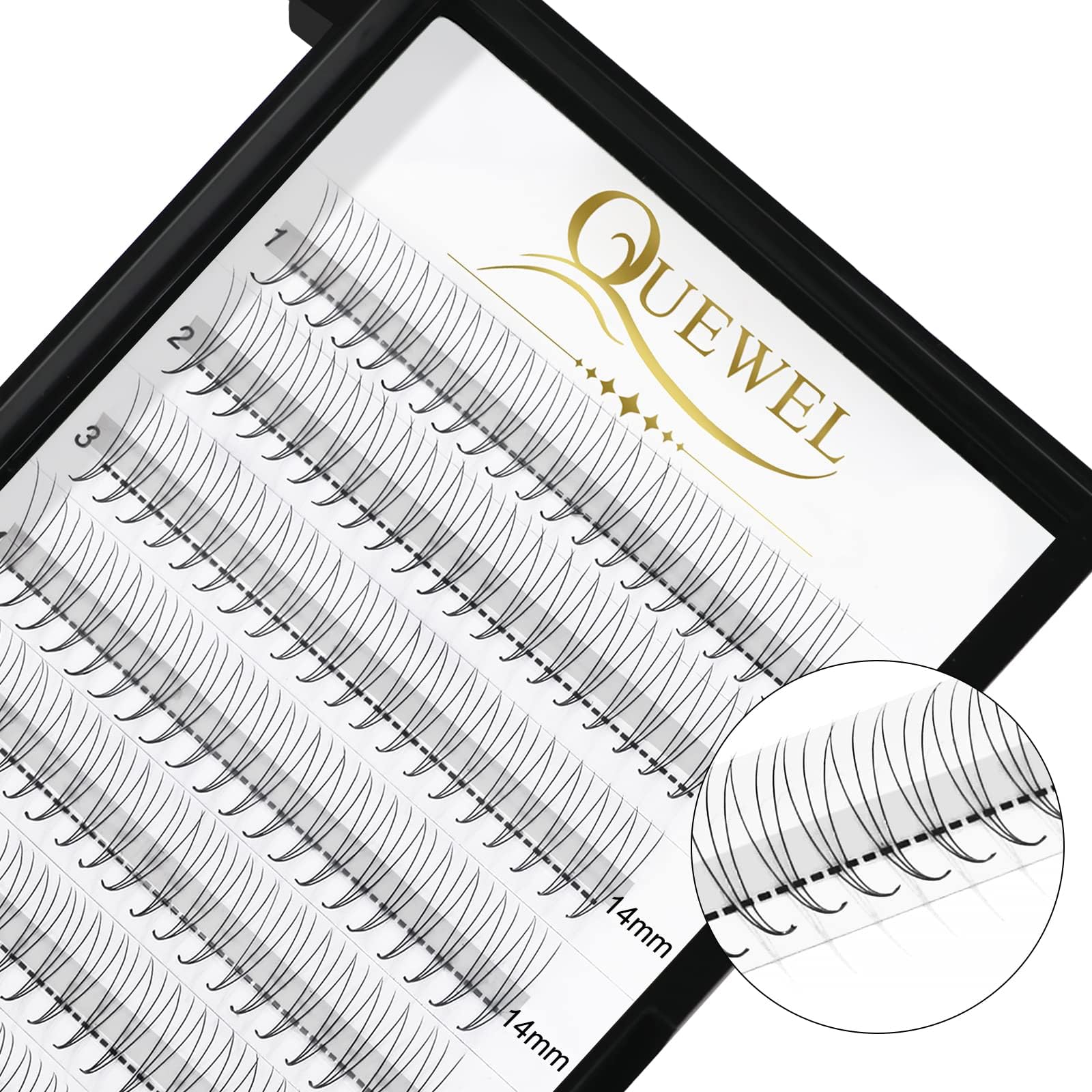 Pre Made Fan Eyelash Extensions 3D 0.10C Curl 14mm Premade Russian Lashes 3D ~ 10D Russian Eyelash Extensions 0.07/0.10 C/D Curl 10-18mm Pre Made Fans Volume Lash Extensions (3D-0.10C-14)
