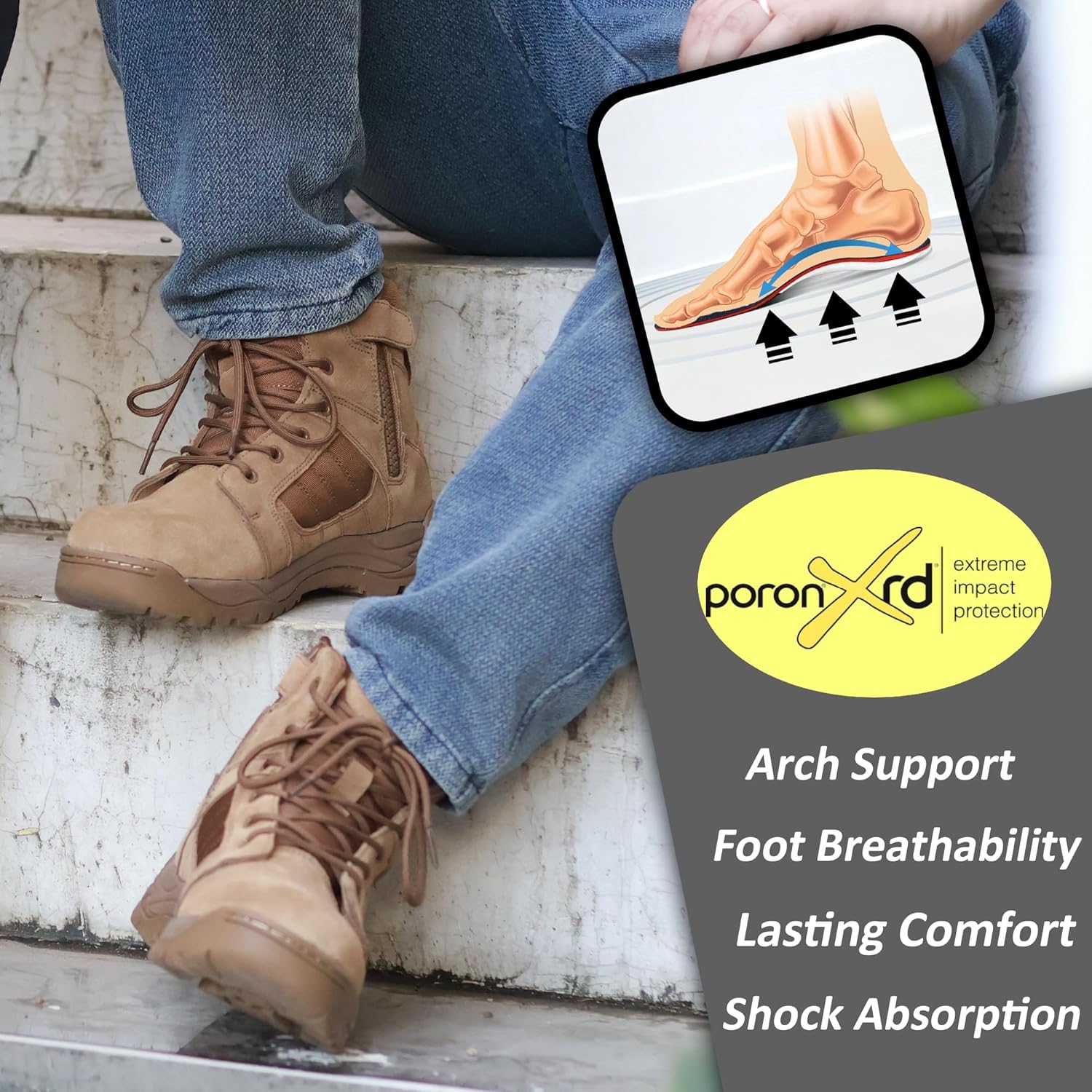 Mens Tactical Boots Side Zipper 6 Inch Lightweight Comfortable Military Tactical Boots Army Boot(BMP111) - Image 6