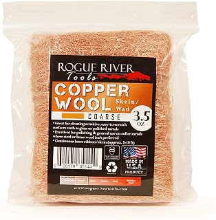 Copper Wool 3.5 Oz Skein/Pad -by Rogue River Tools. (COARSE Grade) -Made in USA, Pure Copper (Coarse)