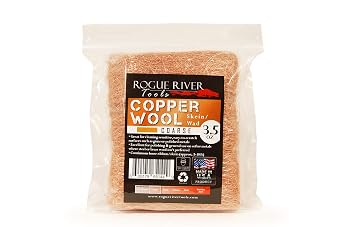 Copper Wool 3.5 Oz Skein/Pad -by Rogue River Tools. COARSE Grade -Made in USA, Pure Copper Coarse