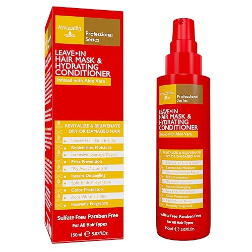 Arvazallia Mascarilla capilar sin enjuague y acondicionador hidratante en aerosol para cabello seco o dañado, acondicionador e hidratante de grado