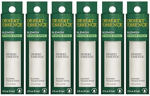 Desert Essence Herbal Blemish Touch Stick con extractos naturales y aceites esenciales, 0.31 onzas líquidas, paquete de 6, aceite antiséptico de