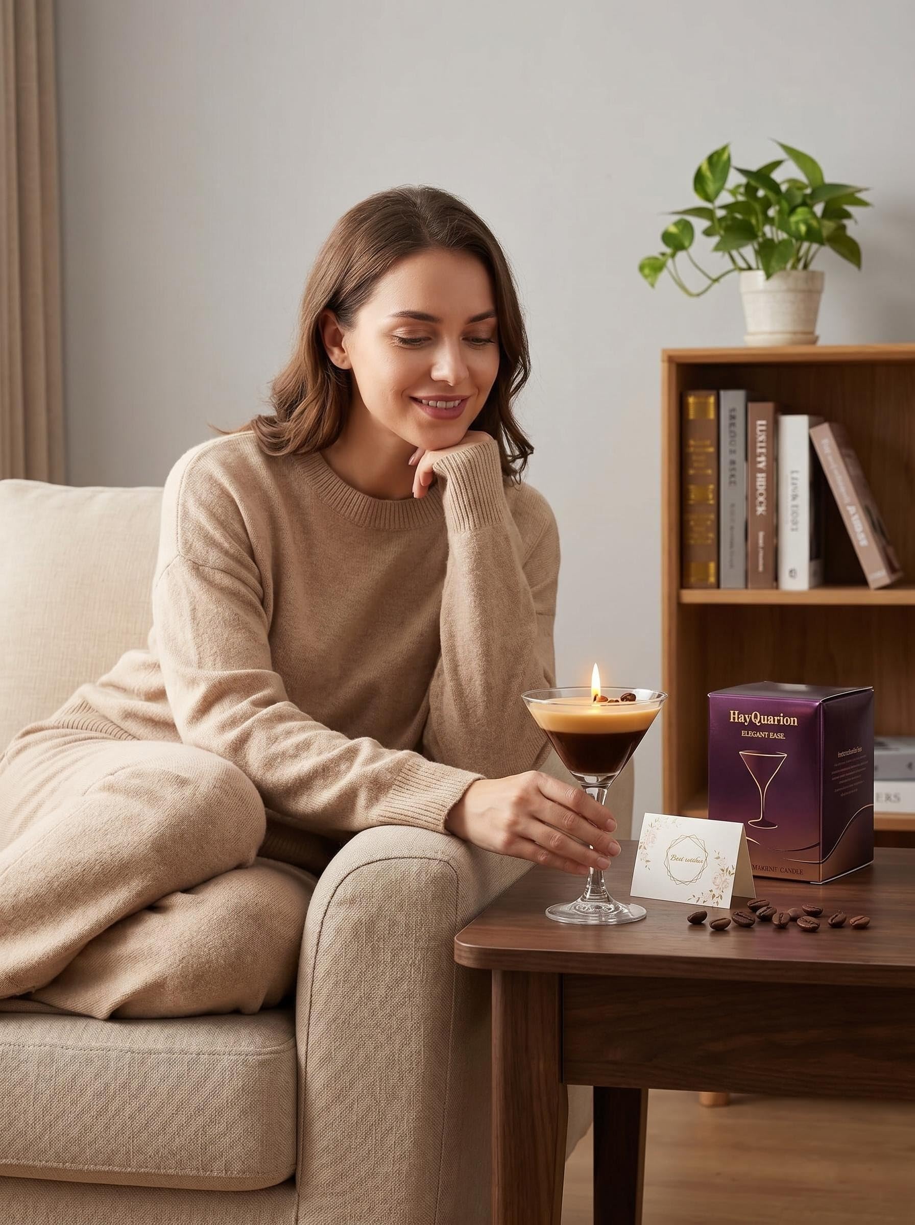 Espresso Martini Candle Gifts for Women Men, Coffee Themed Unique Gift for Espresso Lovers, Soy Wax Candles Kit for Coffee Bar, Home Decor for Mother, Birthday, Christmas, Halloween