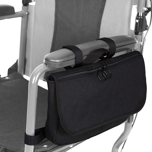 Vive Wheelchair Accessories Bag - Side Arm Rest Pouch for Rollator, Walkers, Power Wheel Chairs, Scooters - Storage Organizer for Elderly, Seniors, Adults - Lightweight, Heavy Duty
