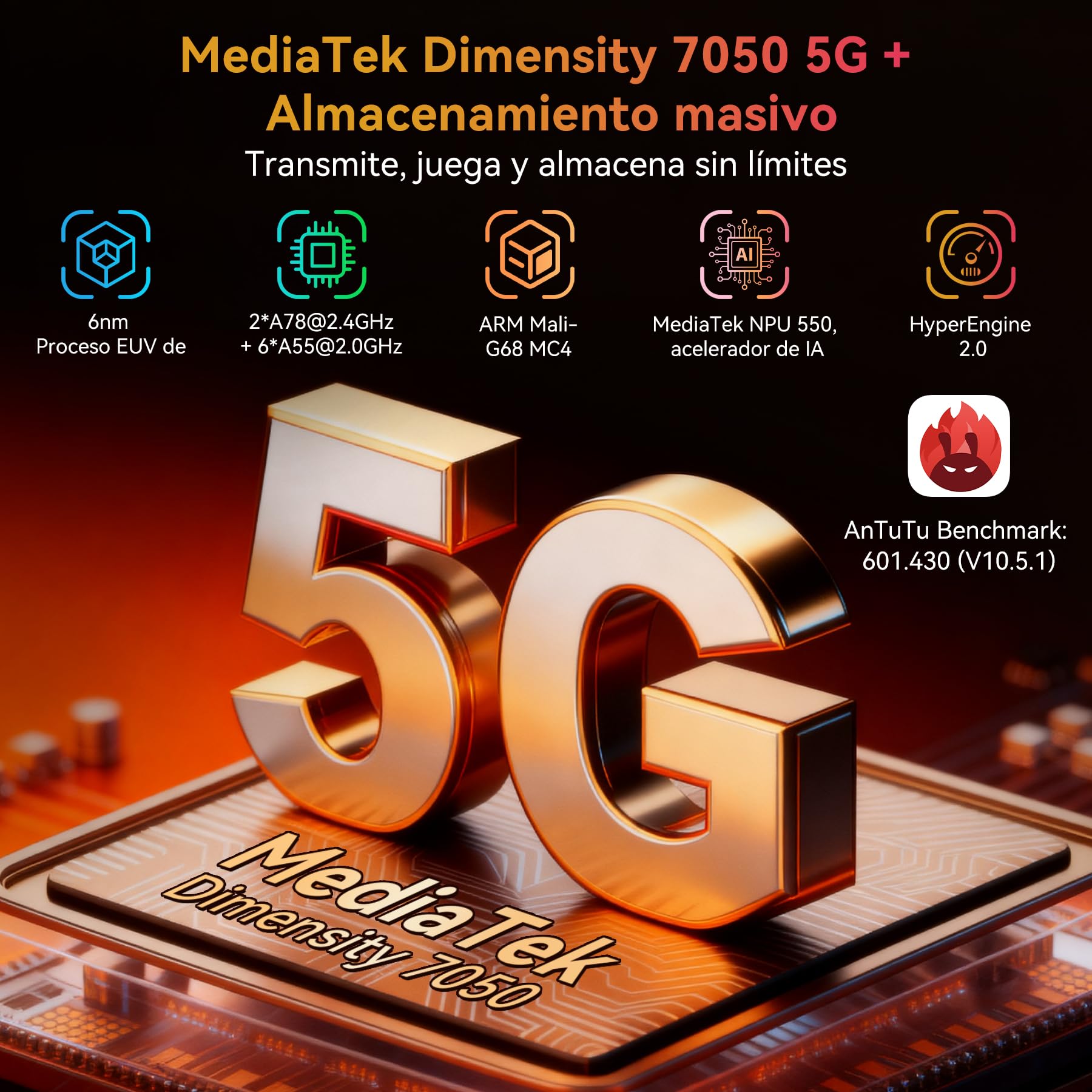 Blackview XPLORE 1 WT Movil Irrompible 5G, 20000mAh Movil Indestructible, 48GB+512GB, 6,78" FHD+ & 2,01" 120Hz Android 15 IP69K, 64MP+50MP+20MP, NFC/OTG/GPS/AI