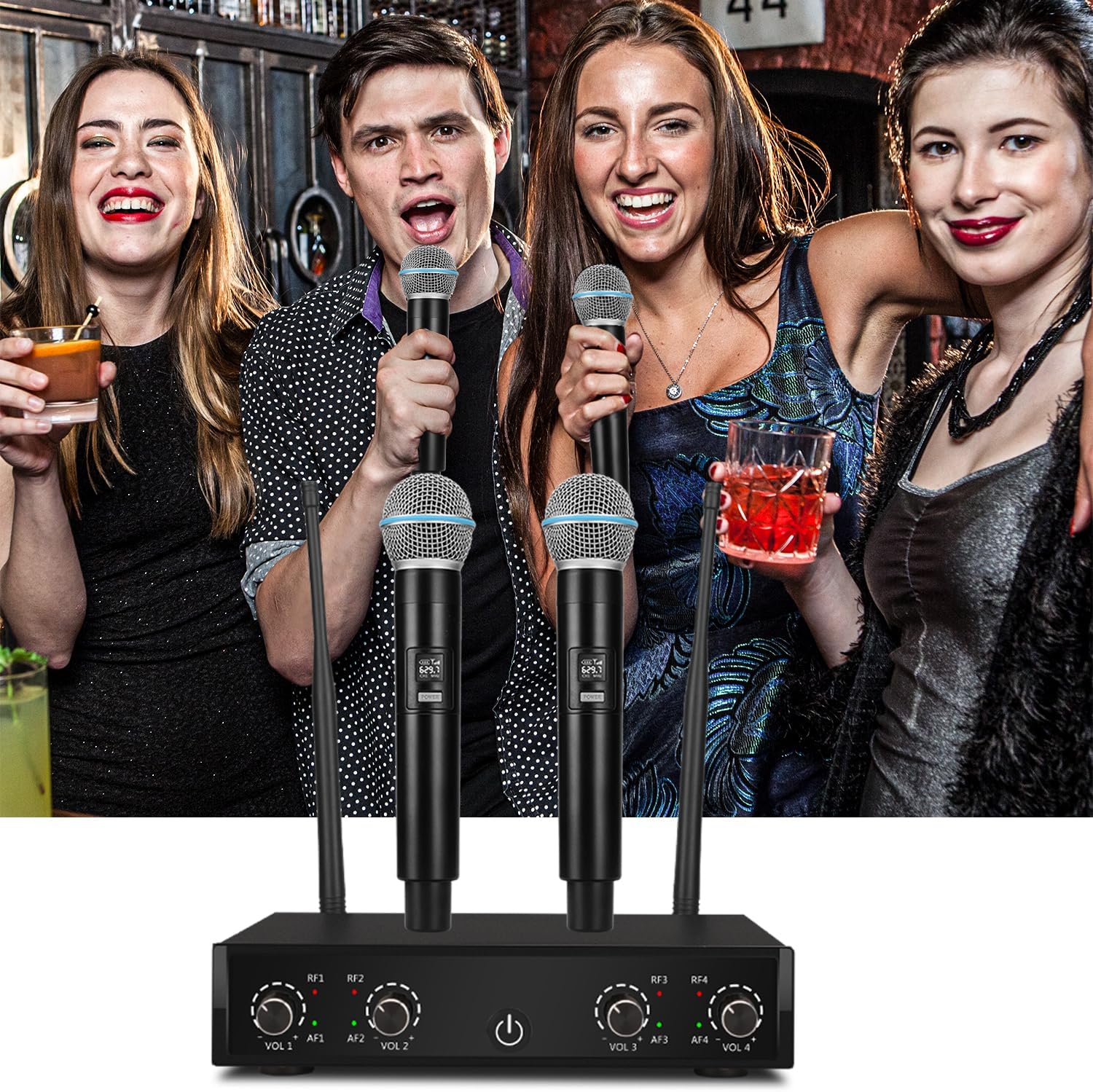 Pro Wireless Microphone System, 4-Channel UHF Wireless Mic, Cordless Mic with 4 Handheld Dynamic Microphones, 260ft Range, Microphone for Singing,Church,Karaoke,Party (410U-4 Handheld) - Image 5