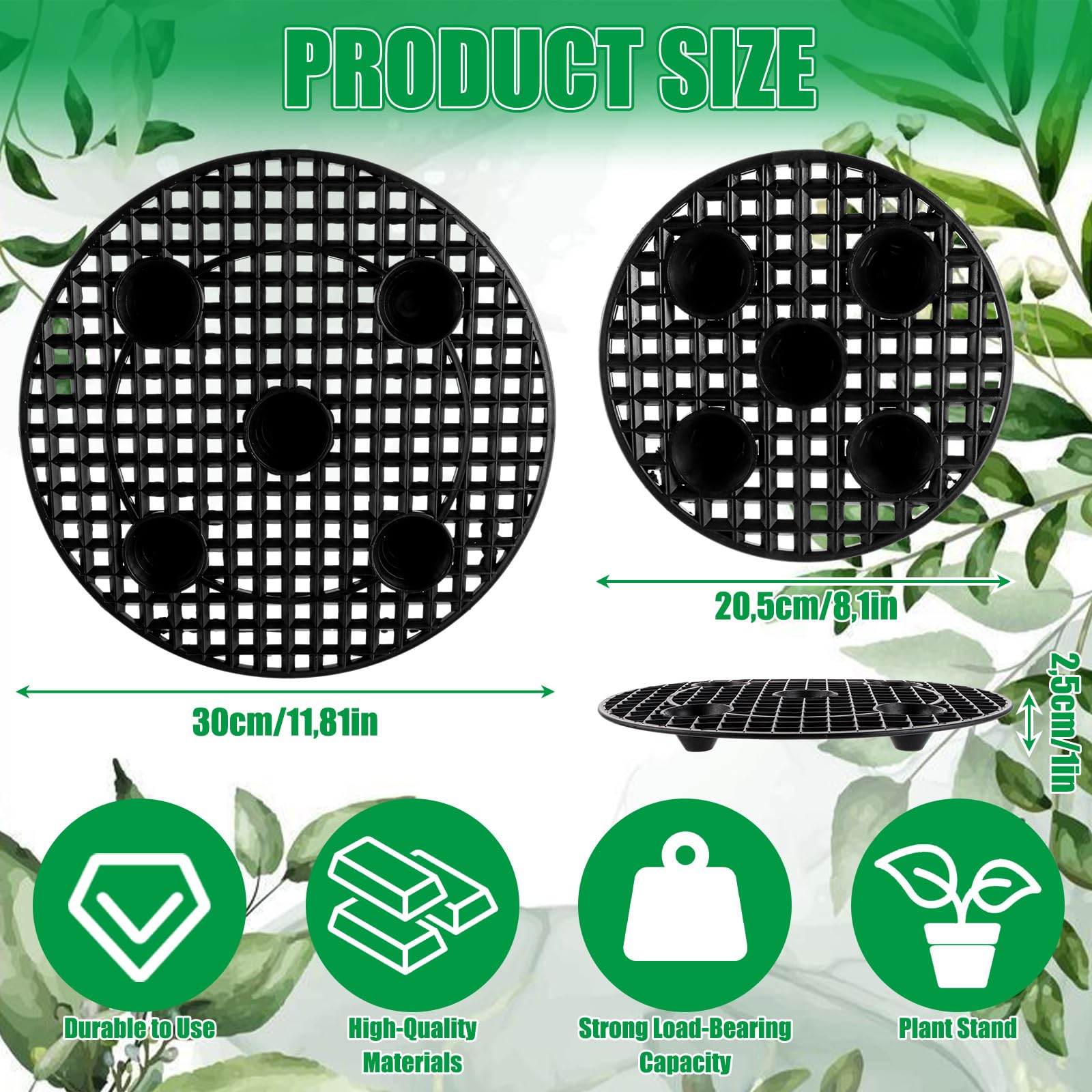 Lot de 12 supports pour plantes en pot, grille de drainage en maille, 20 cm/30 cm, grille de pot de fleurs, grille de bonsaï, soucoupe pour plantes pour l'intérieur et l'extérieur, le jardin