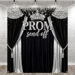 Tingjoo Prom 2027 Backdrop Graduation Decoration, Black and Silver, Classic