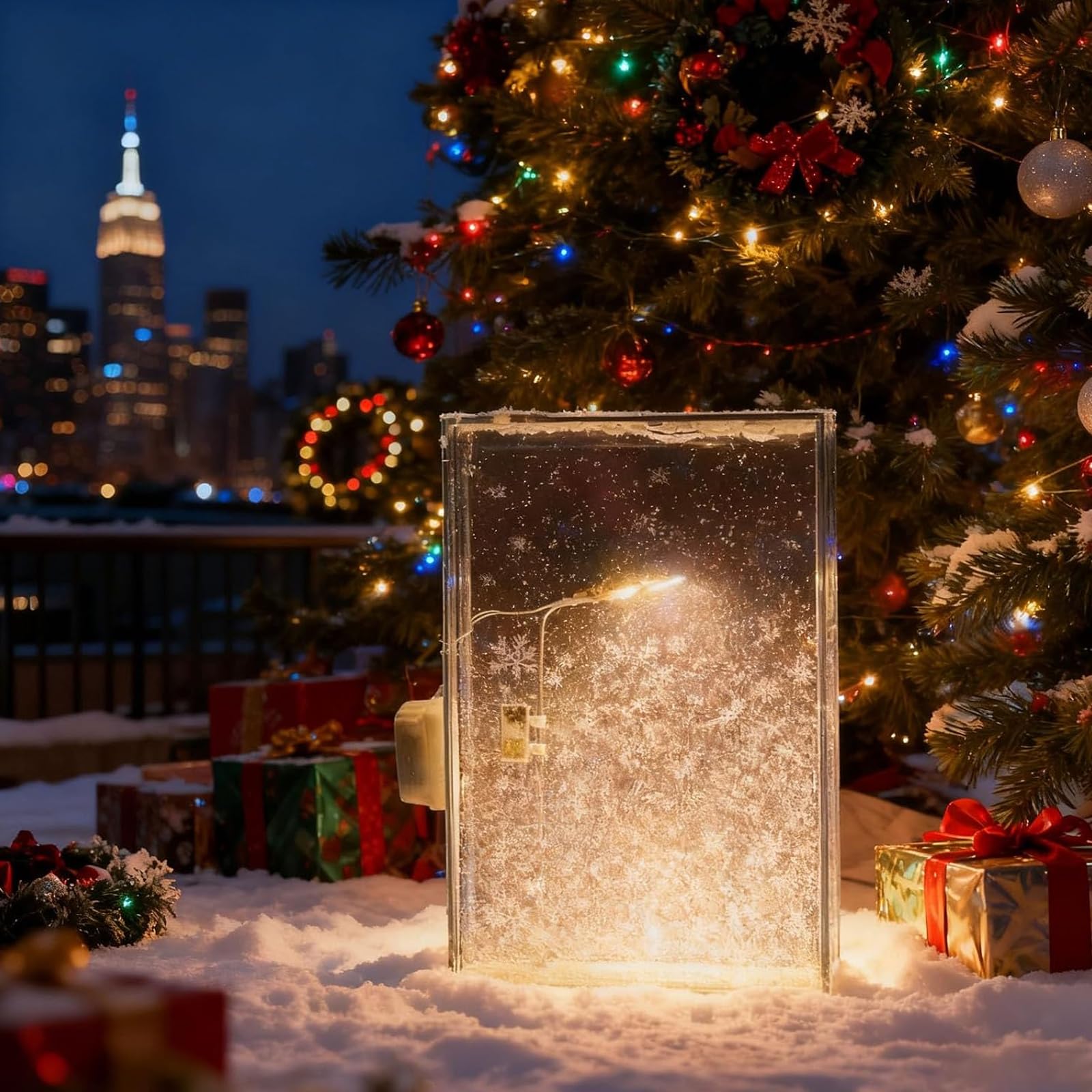 2027 New Snow Lamp with Street and Christmas Scene, The Snow Lamp (1Pcs B)
