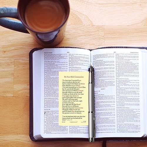 Miniatura 3 de Needzo Tarjetas sagradas laminadas de primera comunión, oración y versículo bíblico inspirador incluidos, regalos católicos, recuerdos de fiesta y