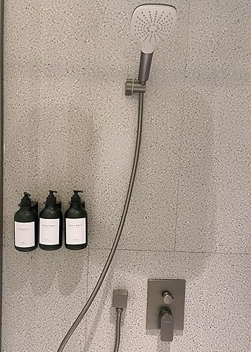 Miniatura 4 de Dispensador de champú y acondicionador, dispensador de champú recargable y vacío para pared de ducha, 3 cámaras, dispensador de jabón sin taladro,