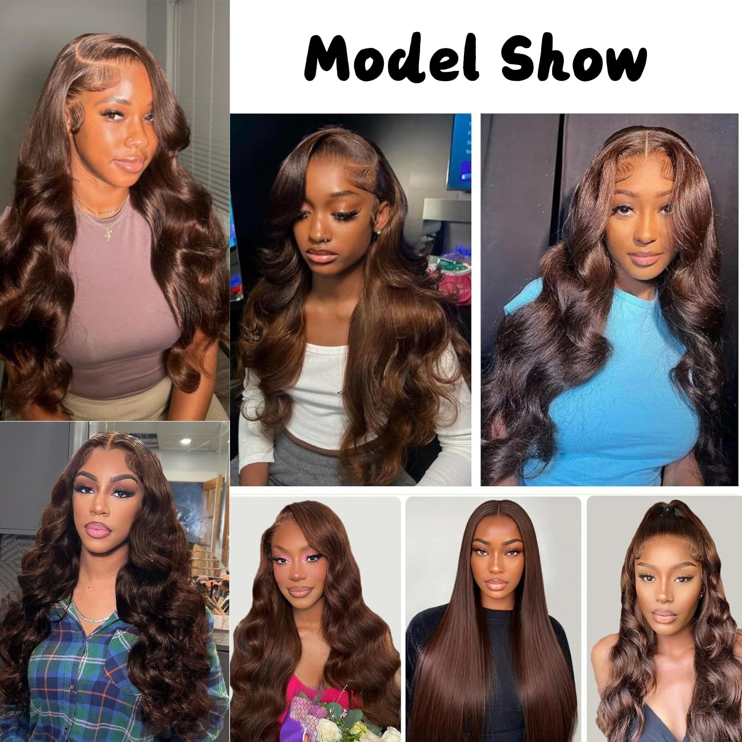 Brown Bundles Human Hair 18 20 22 Inch Chocolate Brown Body Wave Bundles 3 Brown Bundles Human Hair Extensions 100% Unprocessed Brazilian Virgin Hair Extensions #4 Colored Brown Bundle for Women