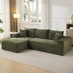 Couch sectionnel obligatoire sans assemblage, 108" Canapé modulaire avec l-Chaise en forme de l, Couches sans os profondes pour le salon – Coupes Corduroy en peluche pour un confort ultime, une hauteur de gauche