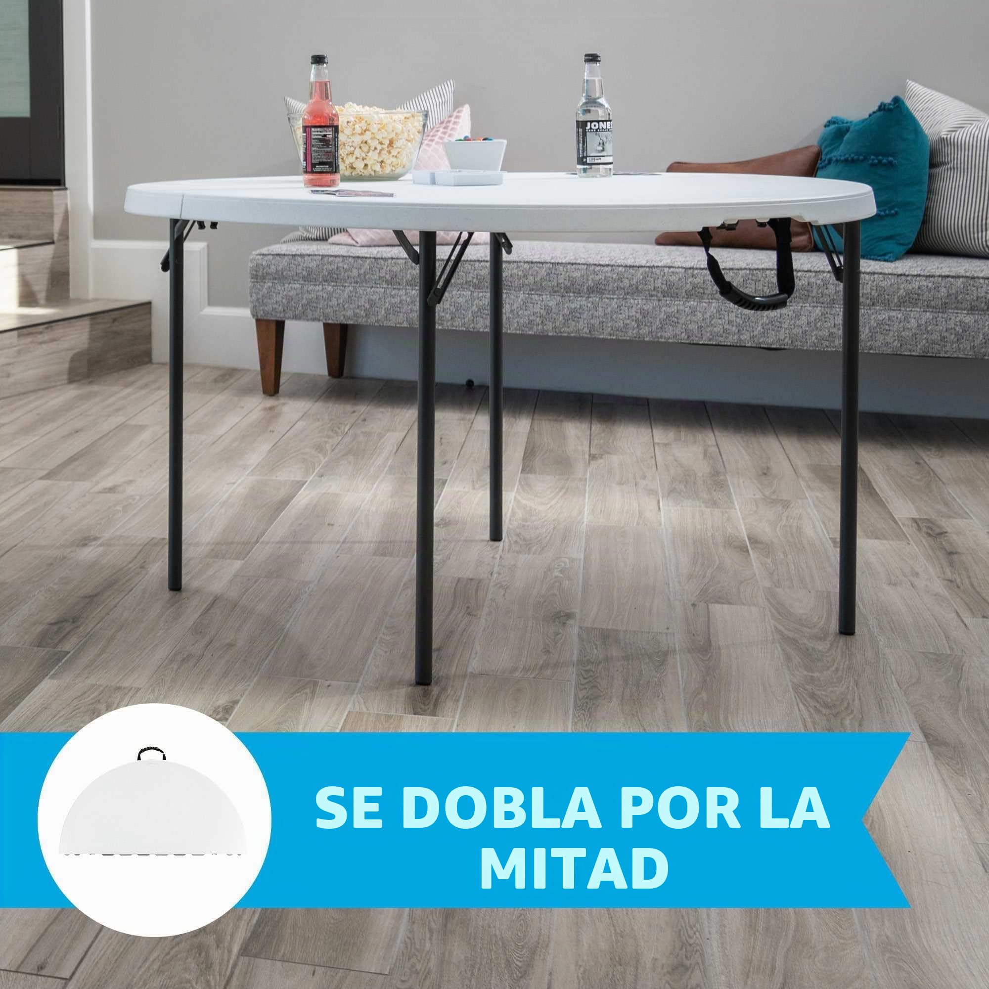 Aktive 92106 - Mesa redonda plegable Lifetime Ø122x74 cm