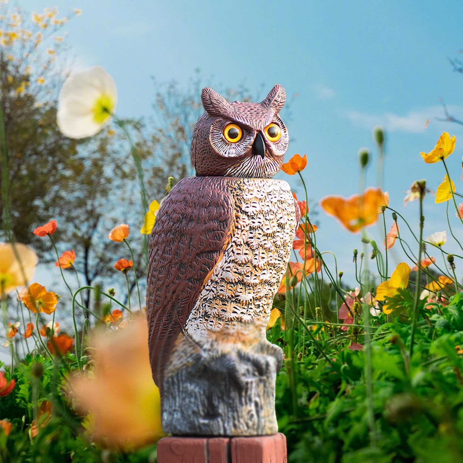 Spaventapasseri Lifelike Gufo Spaventapasseri, gufo mobile con testa girevole, 18 x 19 x 46 cm, pareti spesse, per uccelli da giardino, terrazza, balcone