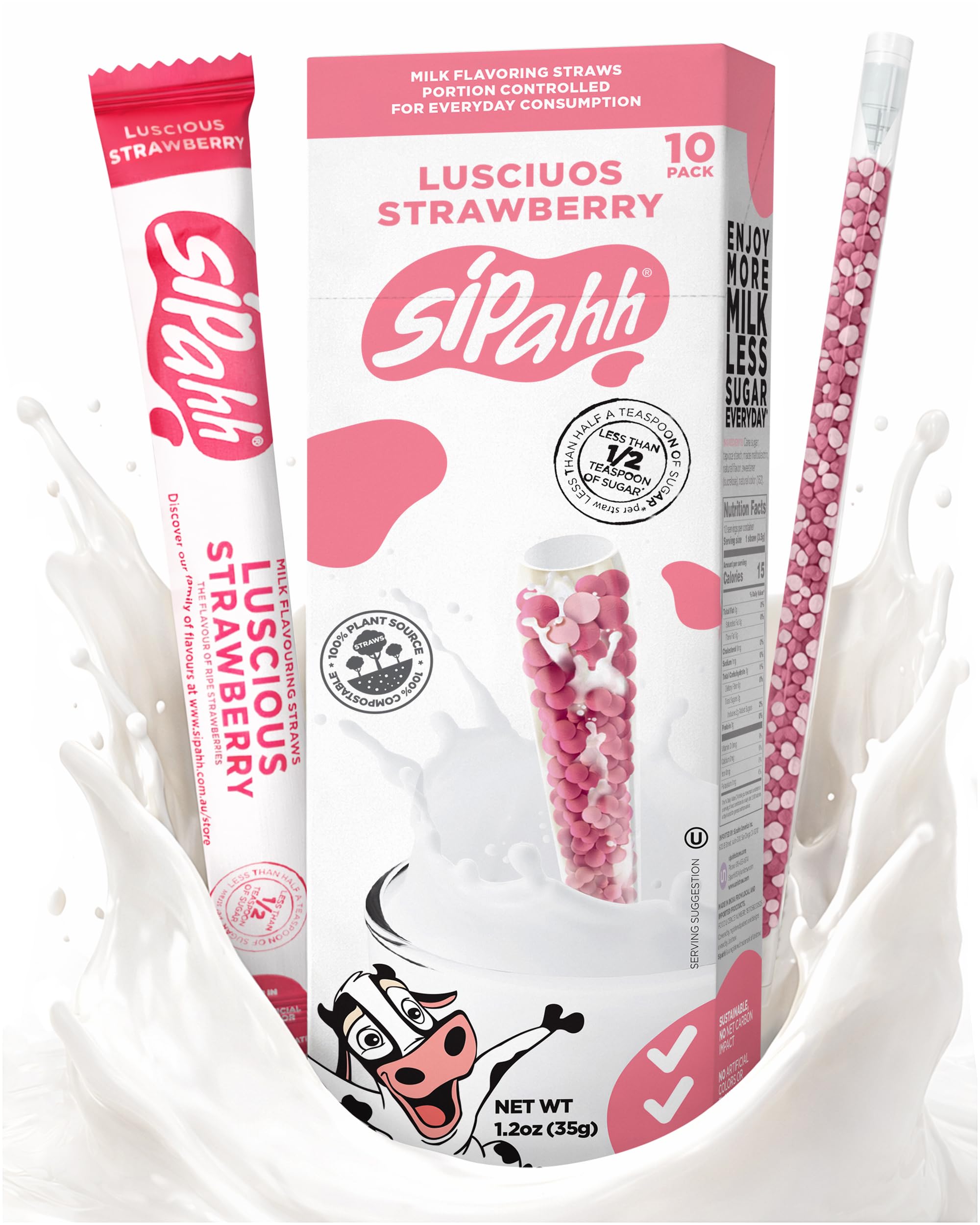 Amazon.com: Sipahh Strawberry Milk Straws - 10 Pack - Luscious