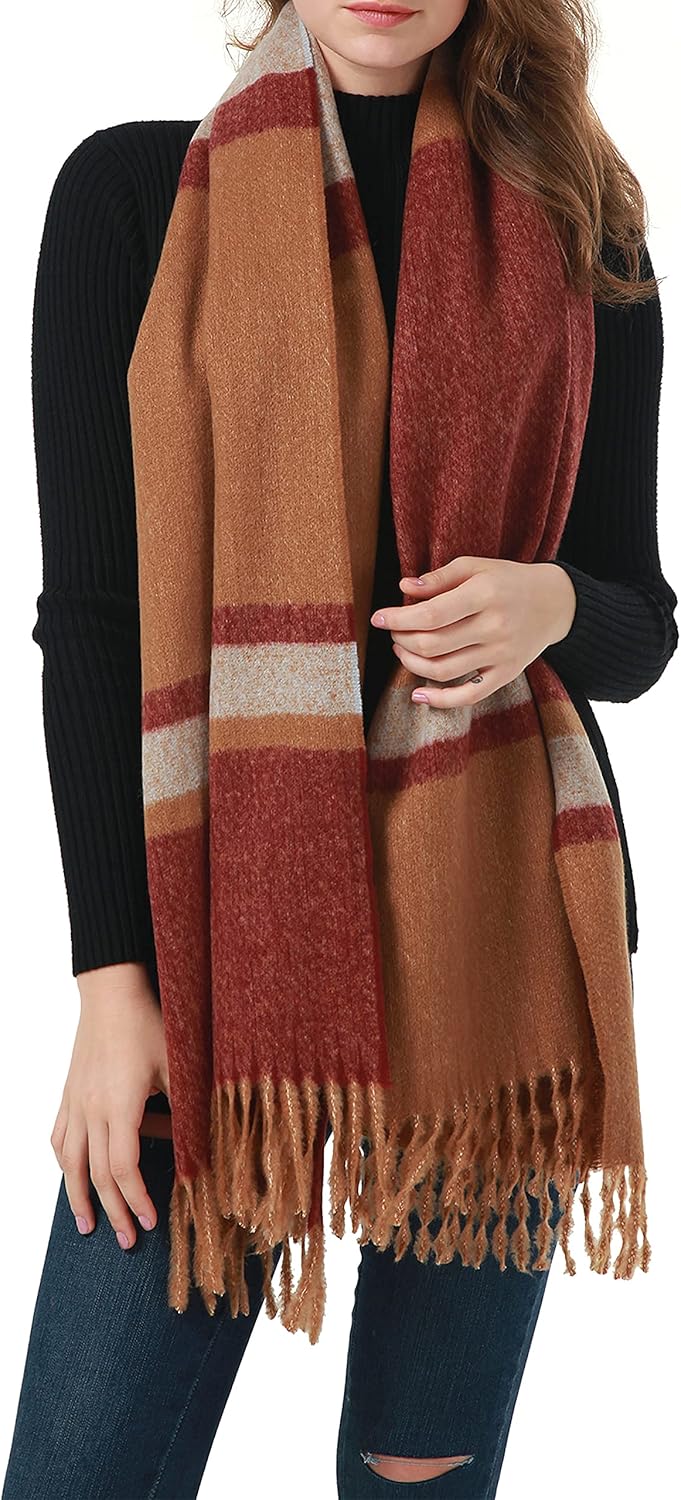 meanbeauty Women Scarf Cashmere Feel Shawl Warm Winter Pashmina Wrap Cozy Bulky Scarves